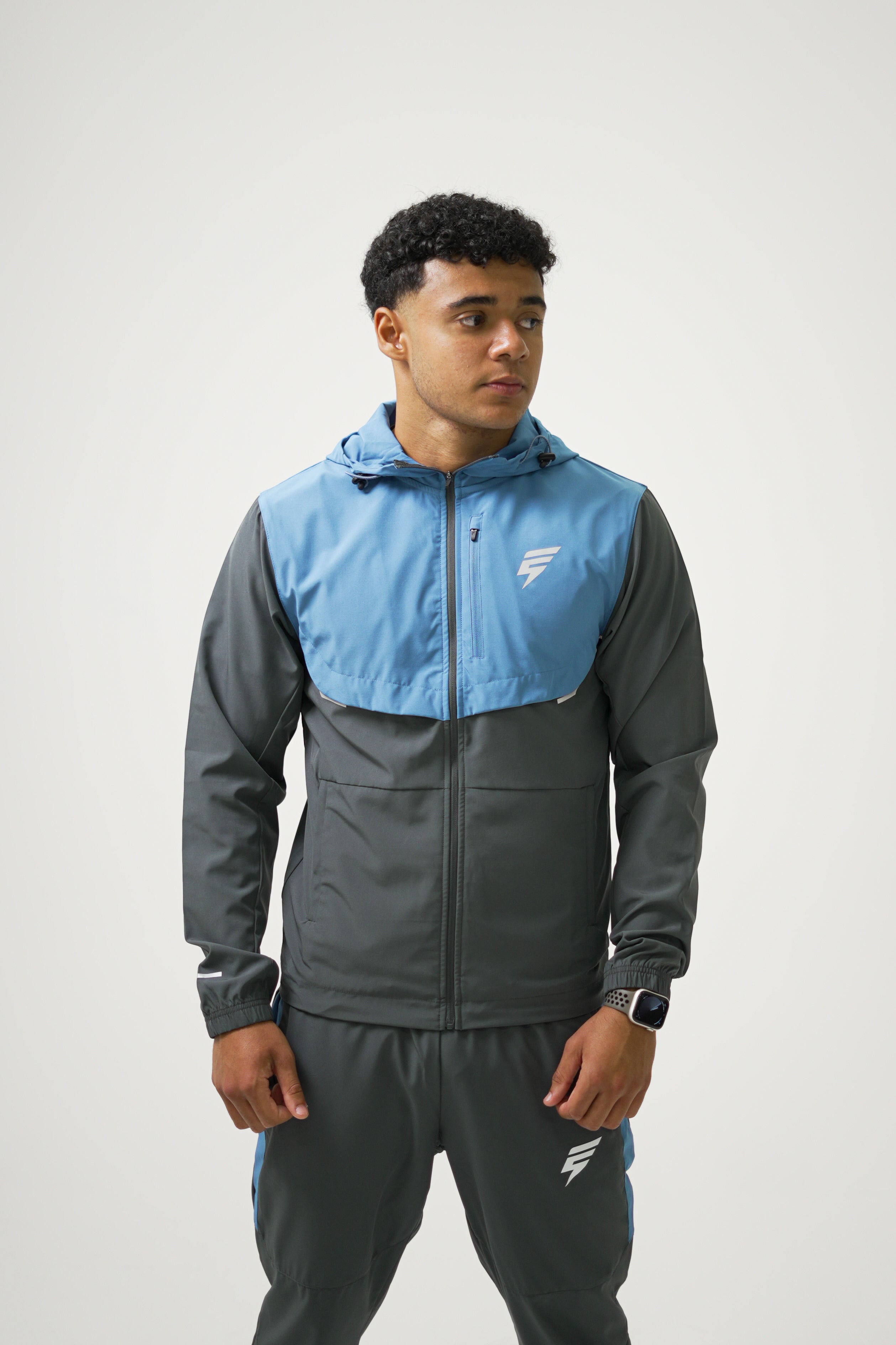 TRACK JACKET SET - GREY/OMBRE BLUE