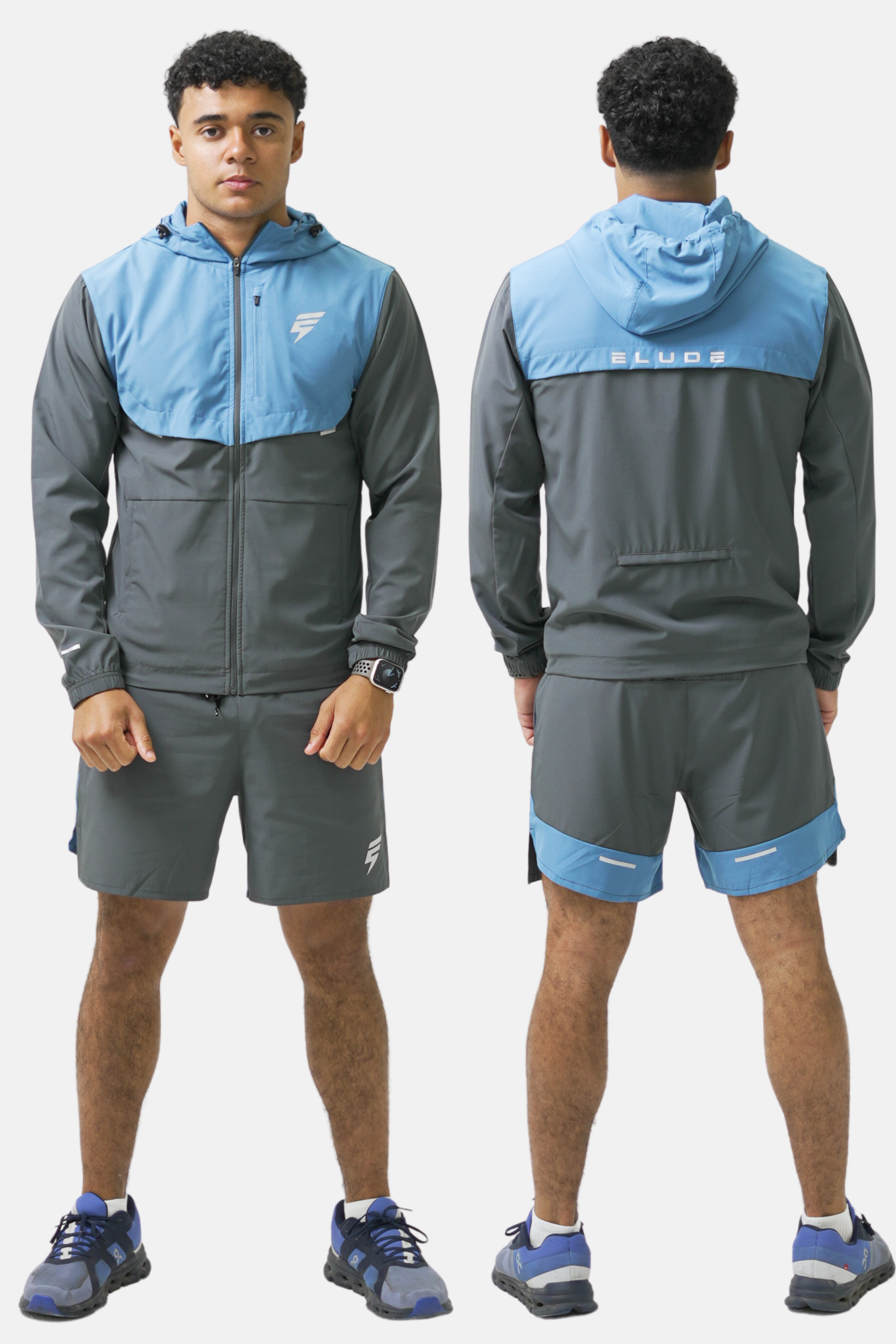 TRACK JACKET SET - GREY/OMBRE BLUE