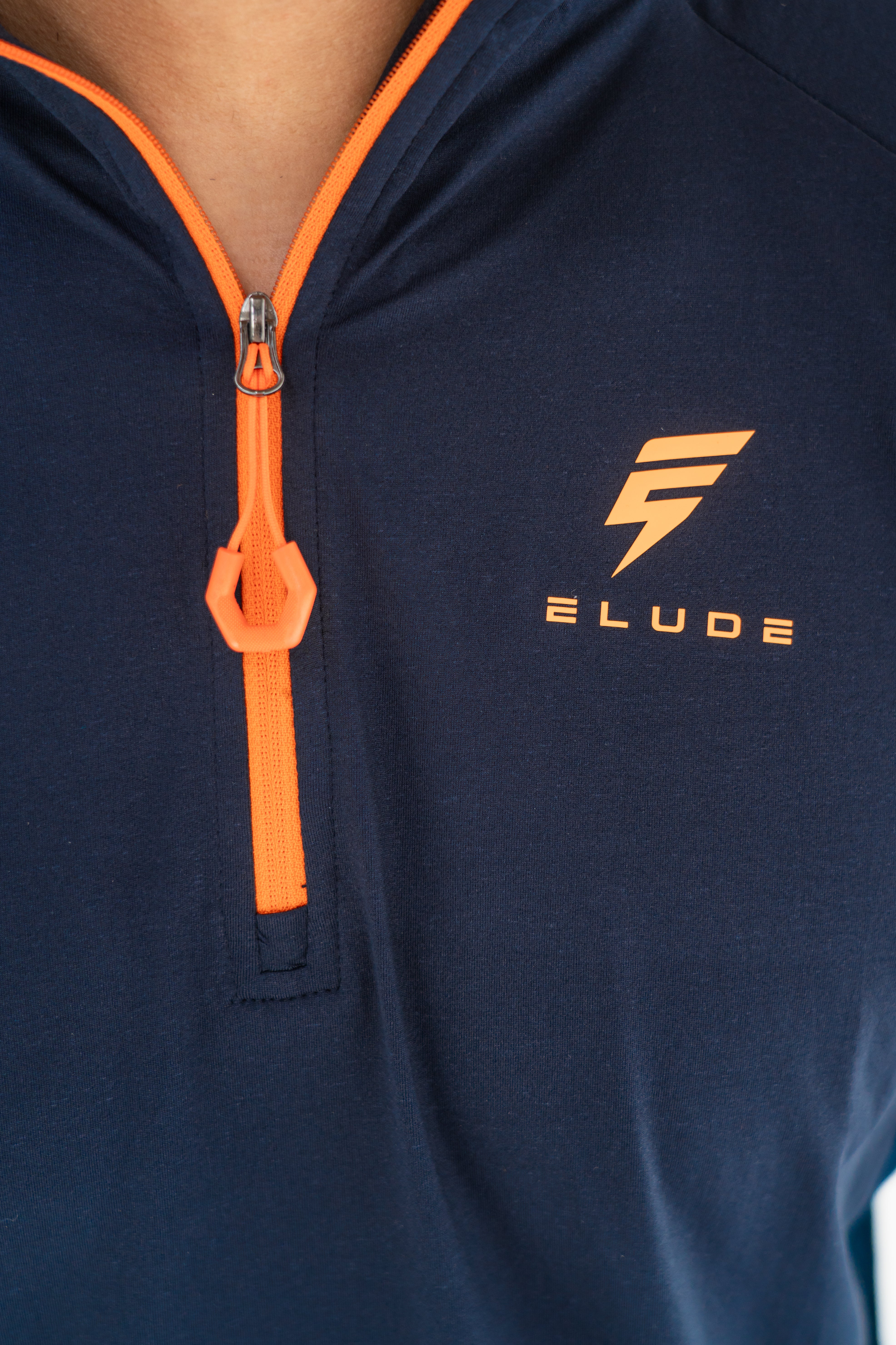 PRINT 1/4 ZIP - NAVY/ORANGE