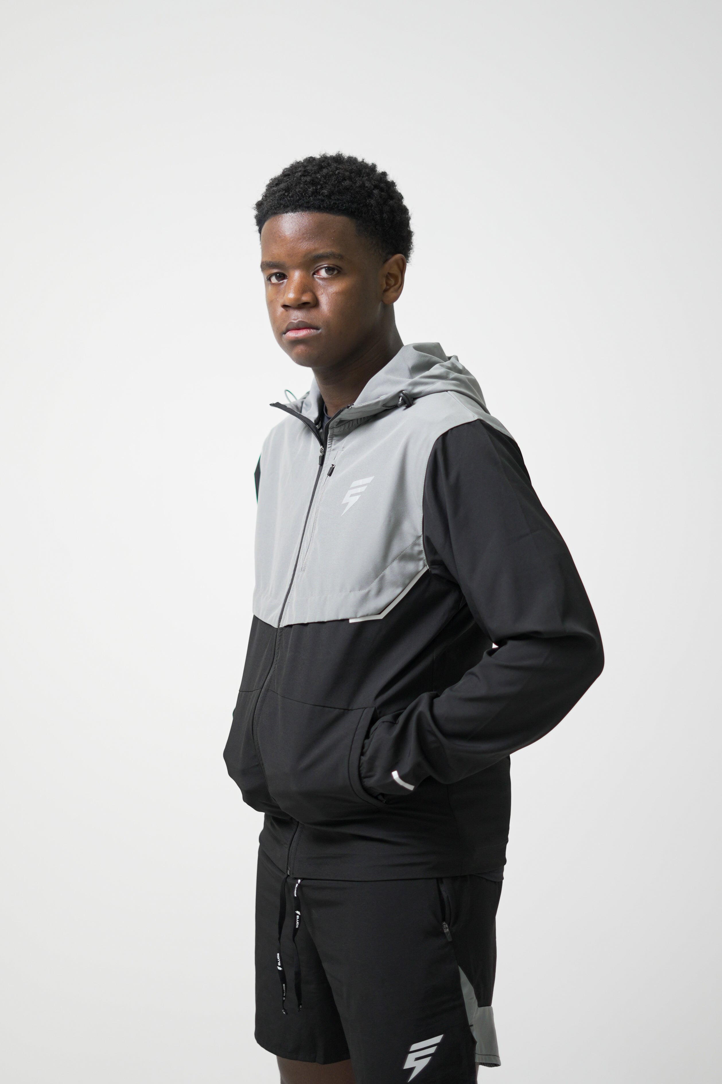 TRACK JACKET SET - BLACK/LIGHT GREY