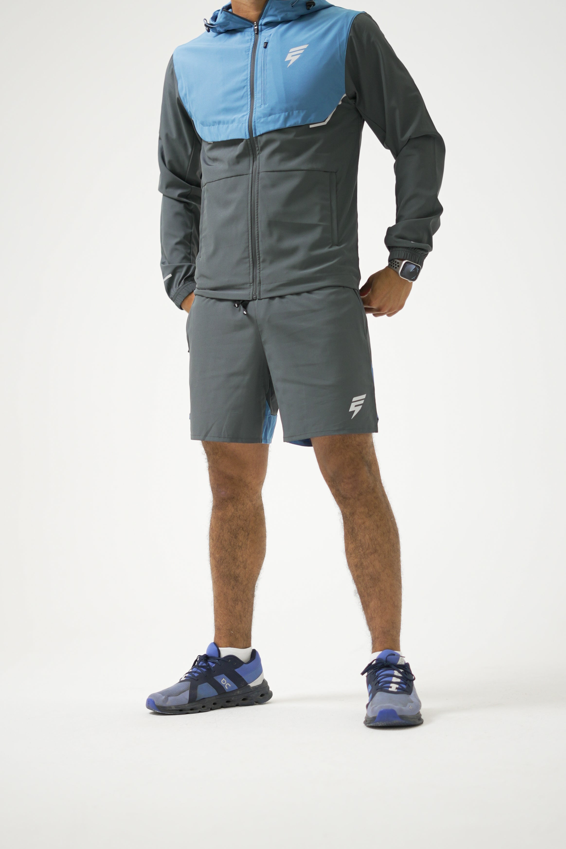 TRACK JACKET SET - GREY/OMBRE BLUE
