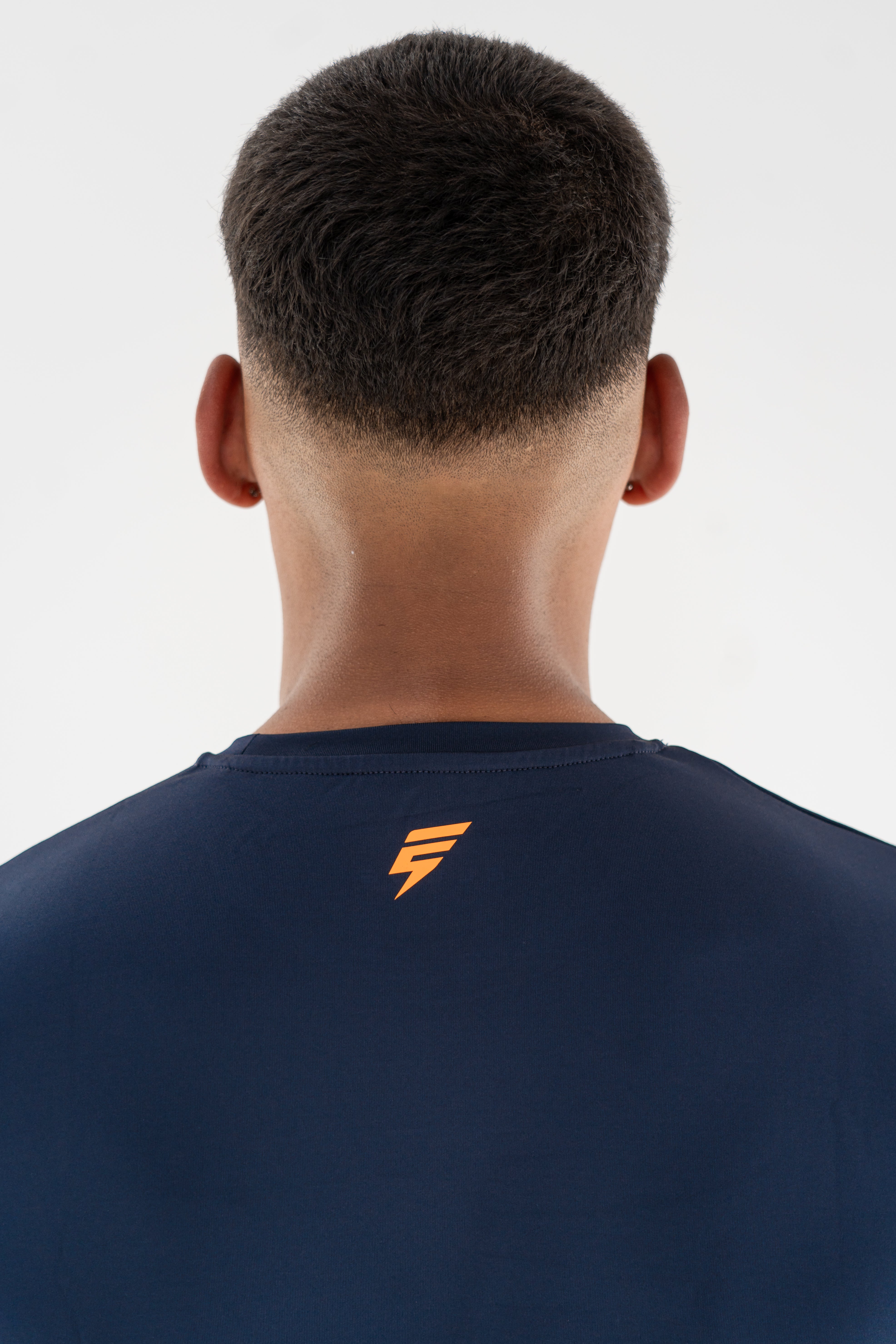 PRINT TEE - NAVY / ORANGE