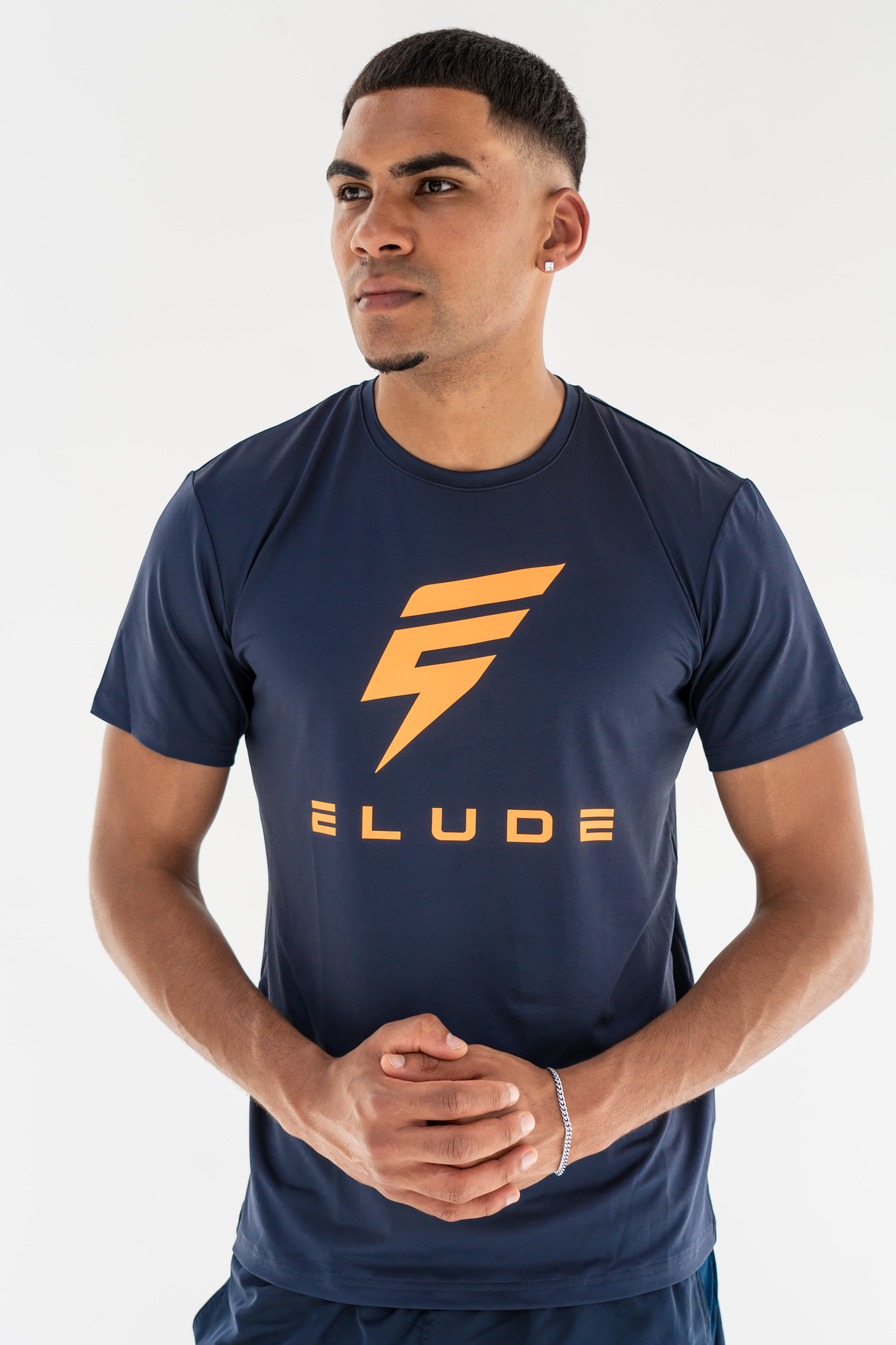PRINT TEE - NAVY / ORANGE