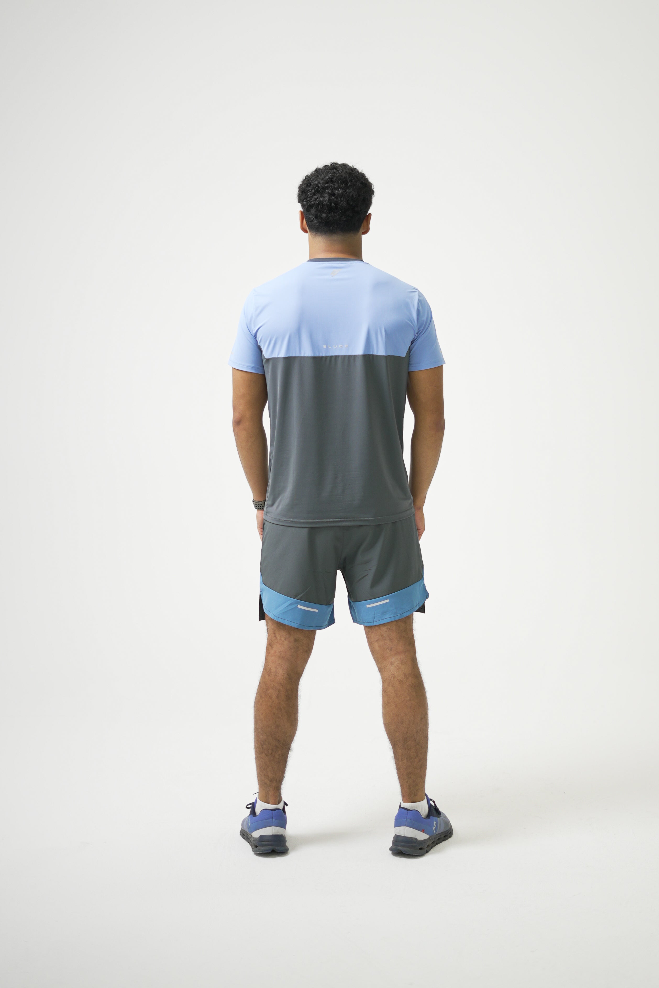 SPLIT SHORTS - GREY/OMBRE BLUE