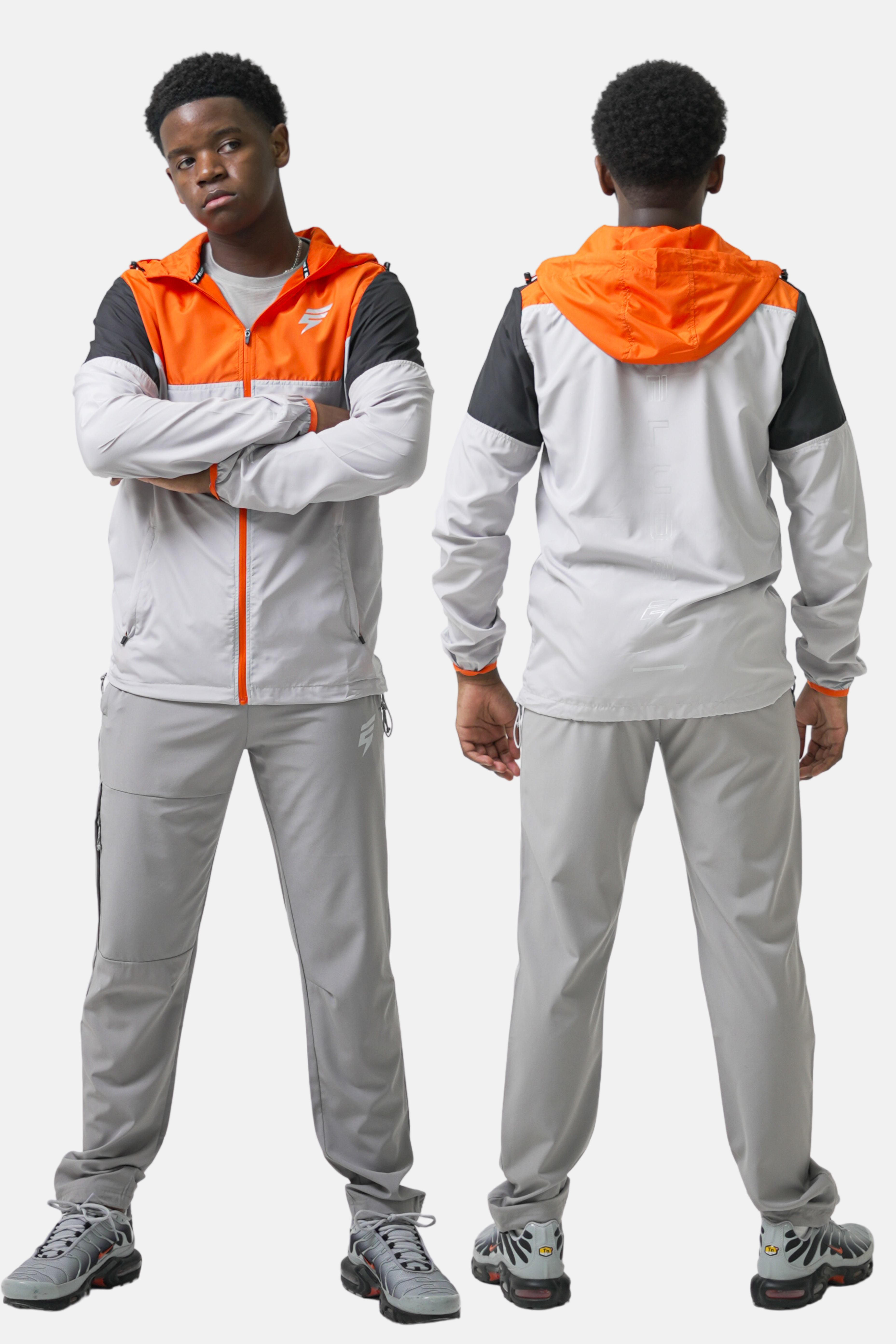VENT WINDBREAKER SET - LIGHT GREY/BLACK/ORANGE