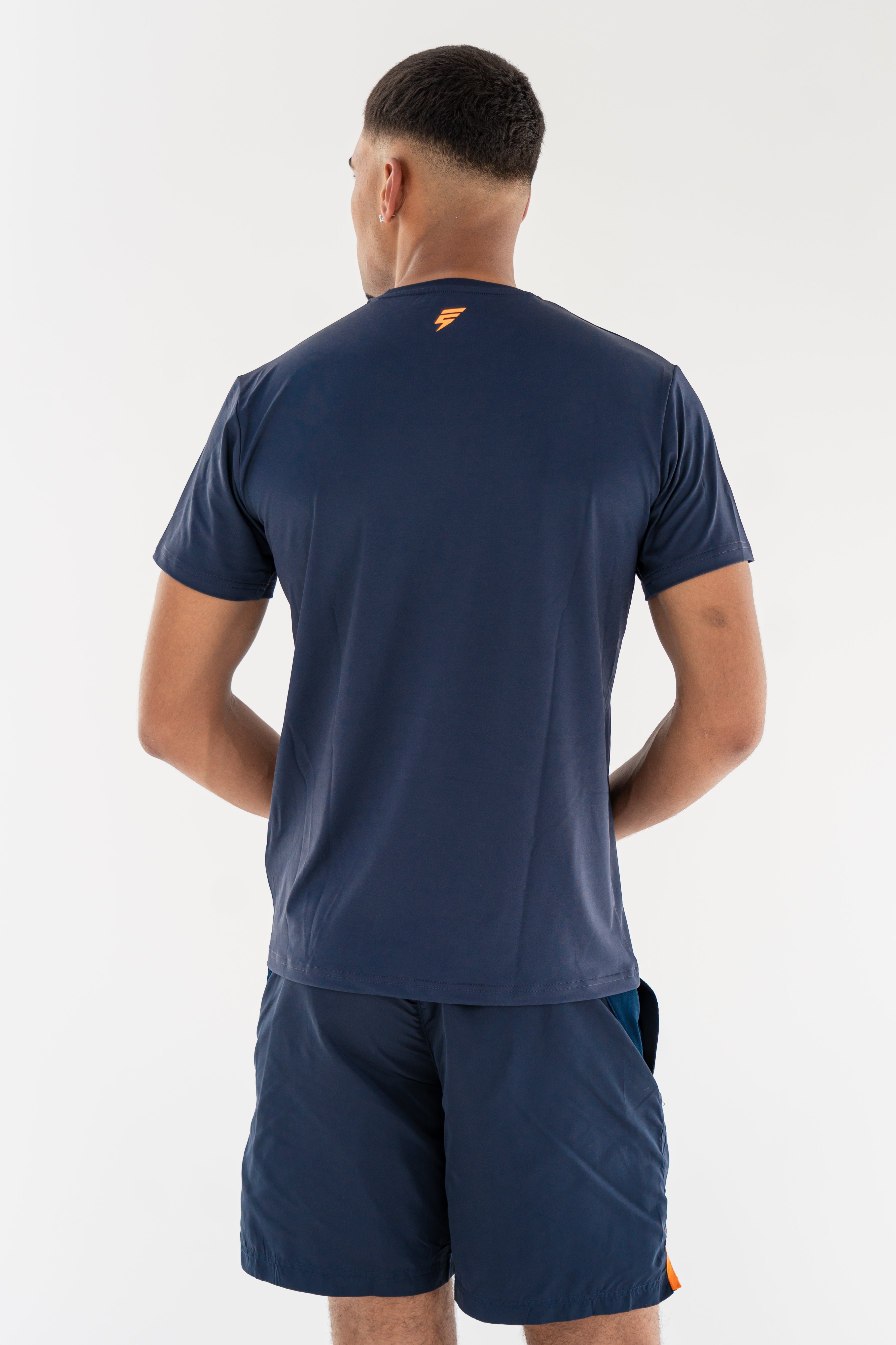 PRINT TEE - NAVY / ORANGE