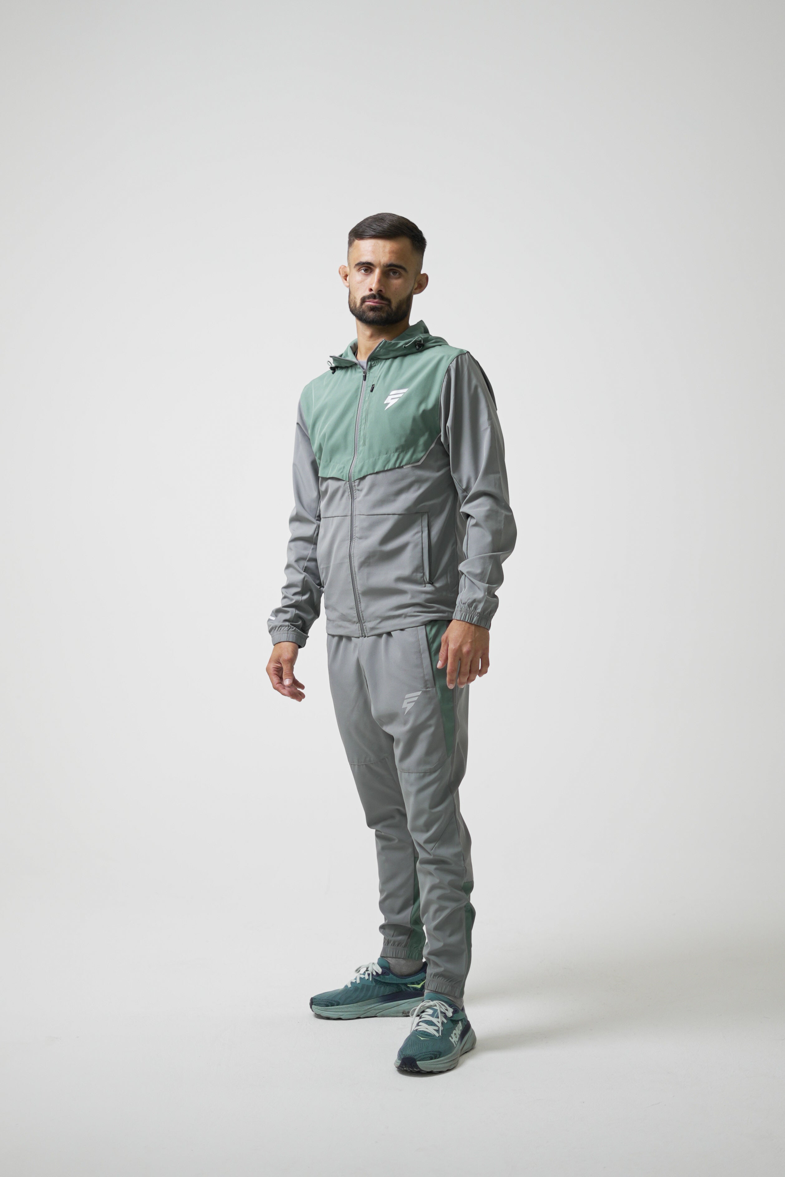 TRACK PANTS - LIGHT GREY/SAGE GREEN