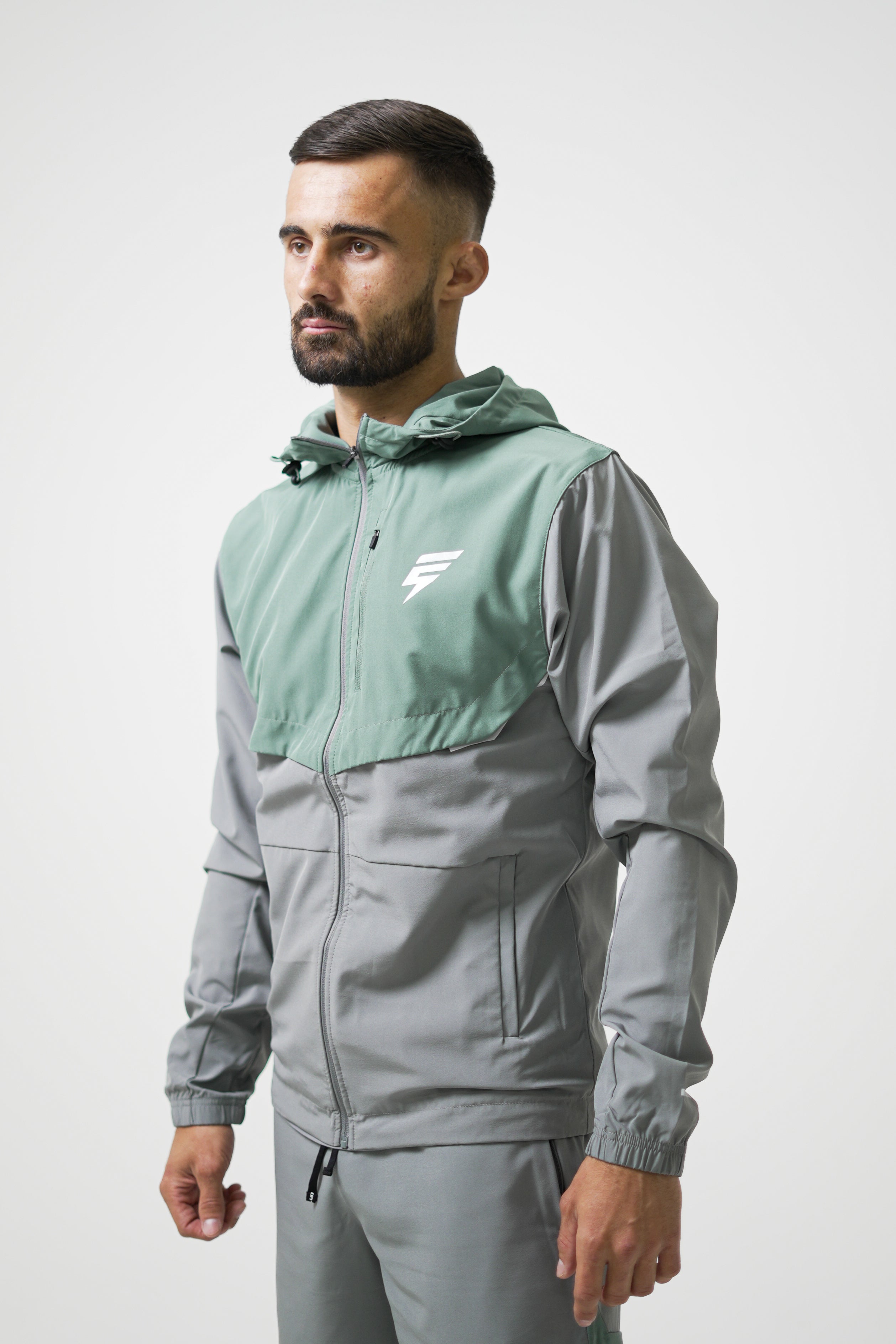TRACK JACKET SET - LIGHT GREY/SAGE GREEN