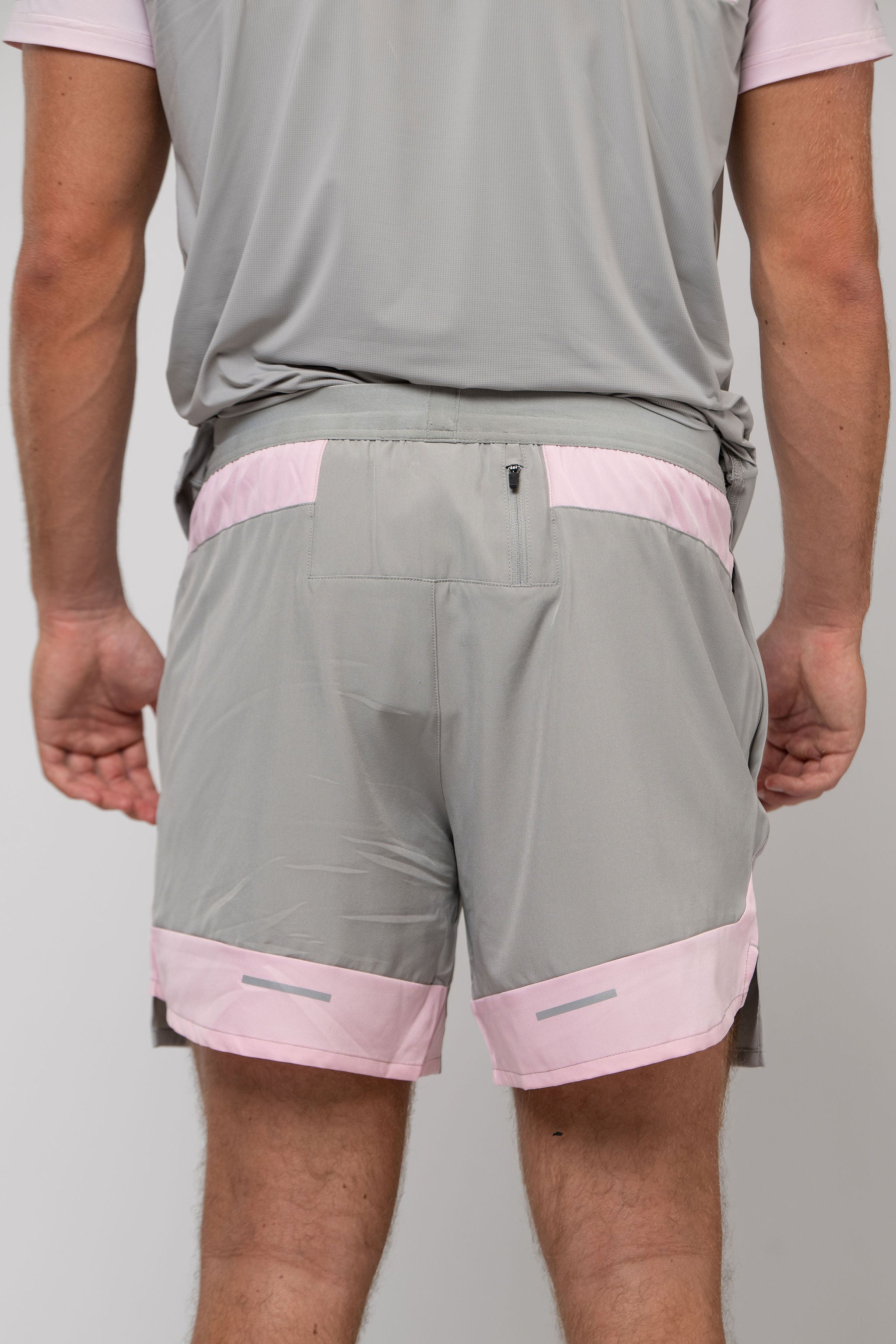 TRACK SHORT - GREY/PINK