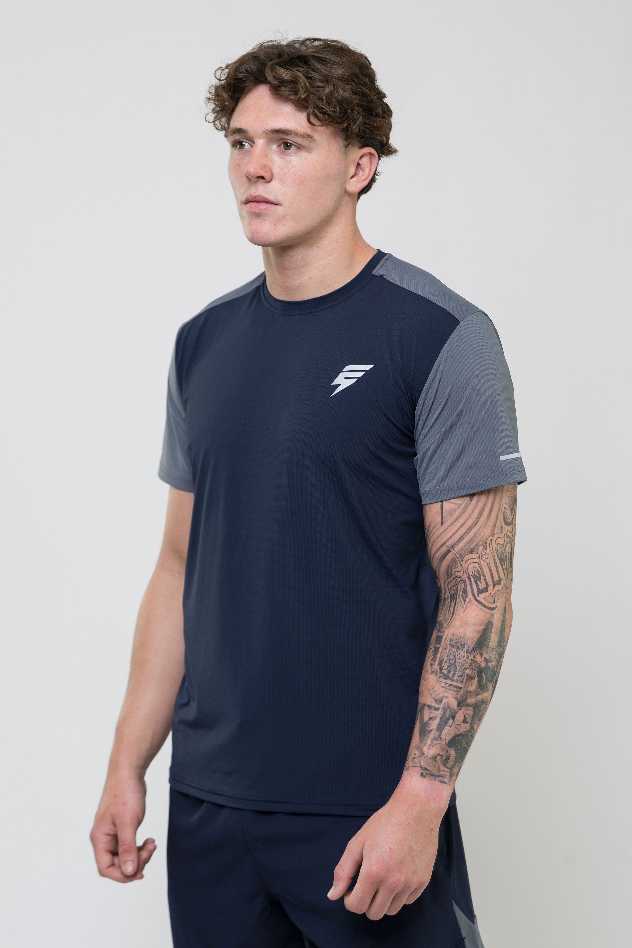 TRACK TEE - NAVY/LIGHT GREY