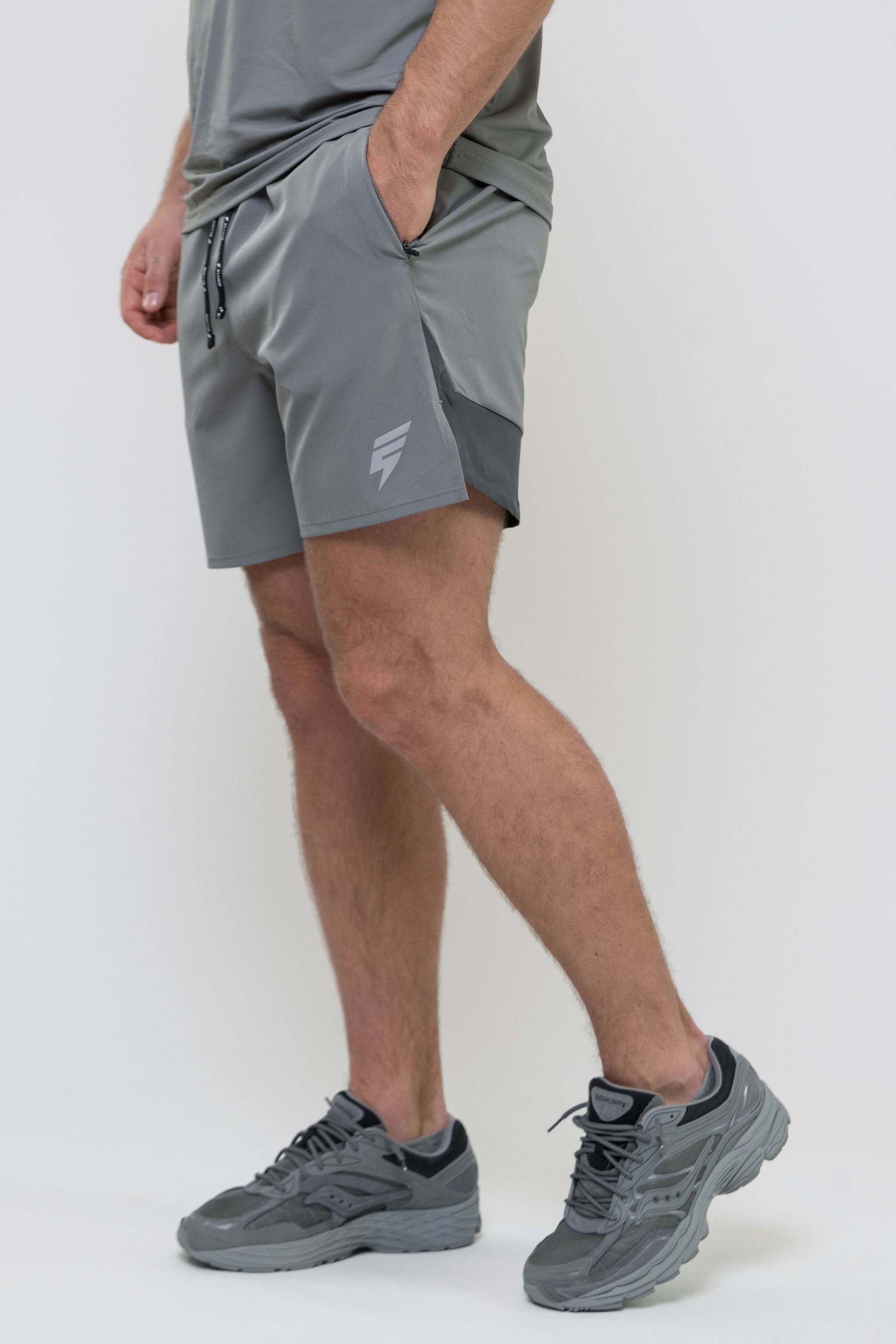 TRACK JACKET SHORT SET - LIGHT GREY/GREY