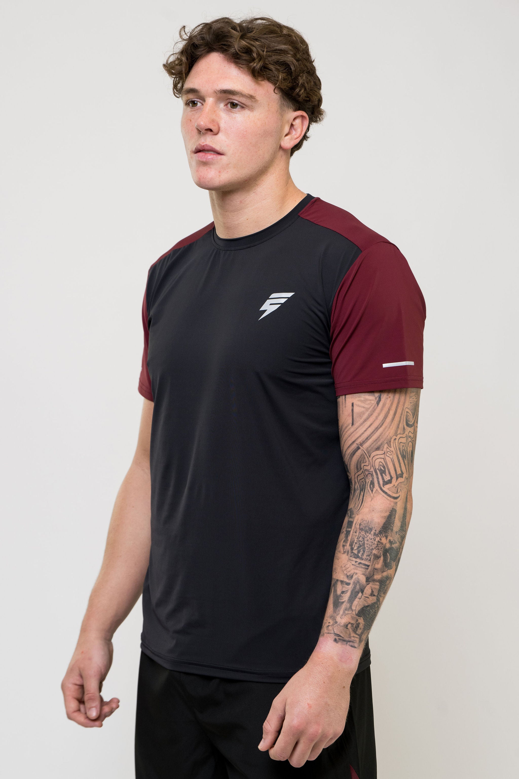 TRACK SHORT SET - BLACK/MAROON