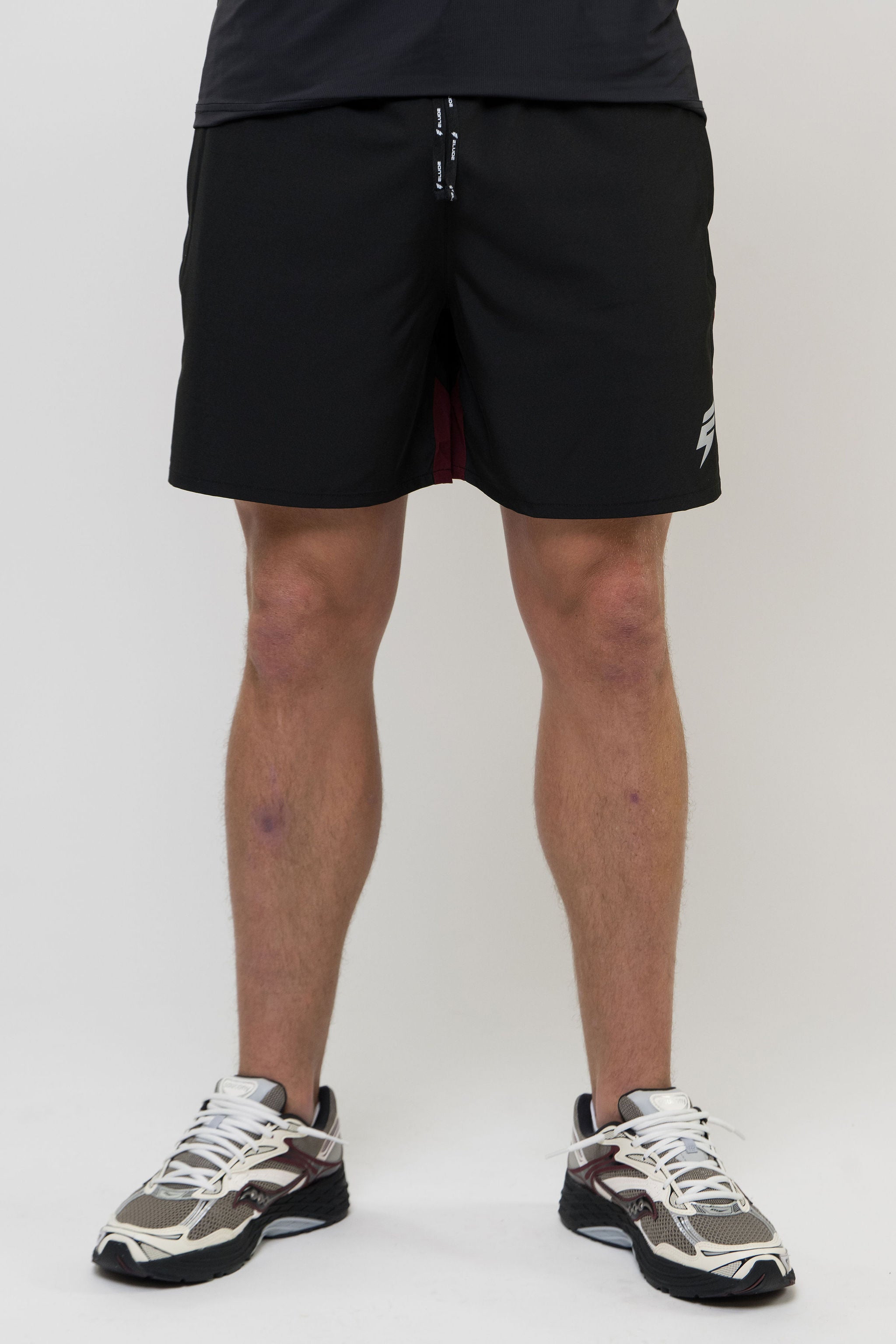 TRACK SHORT - BLACK/MAROON
