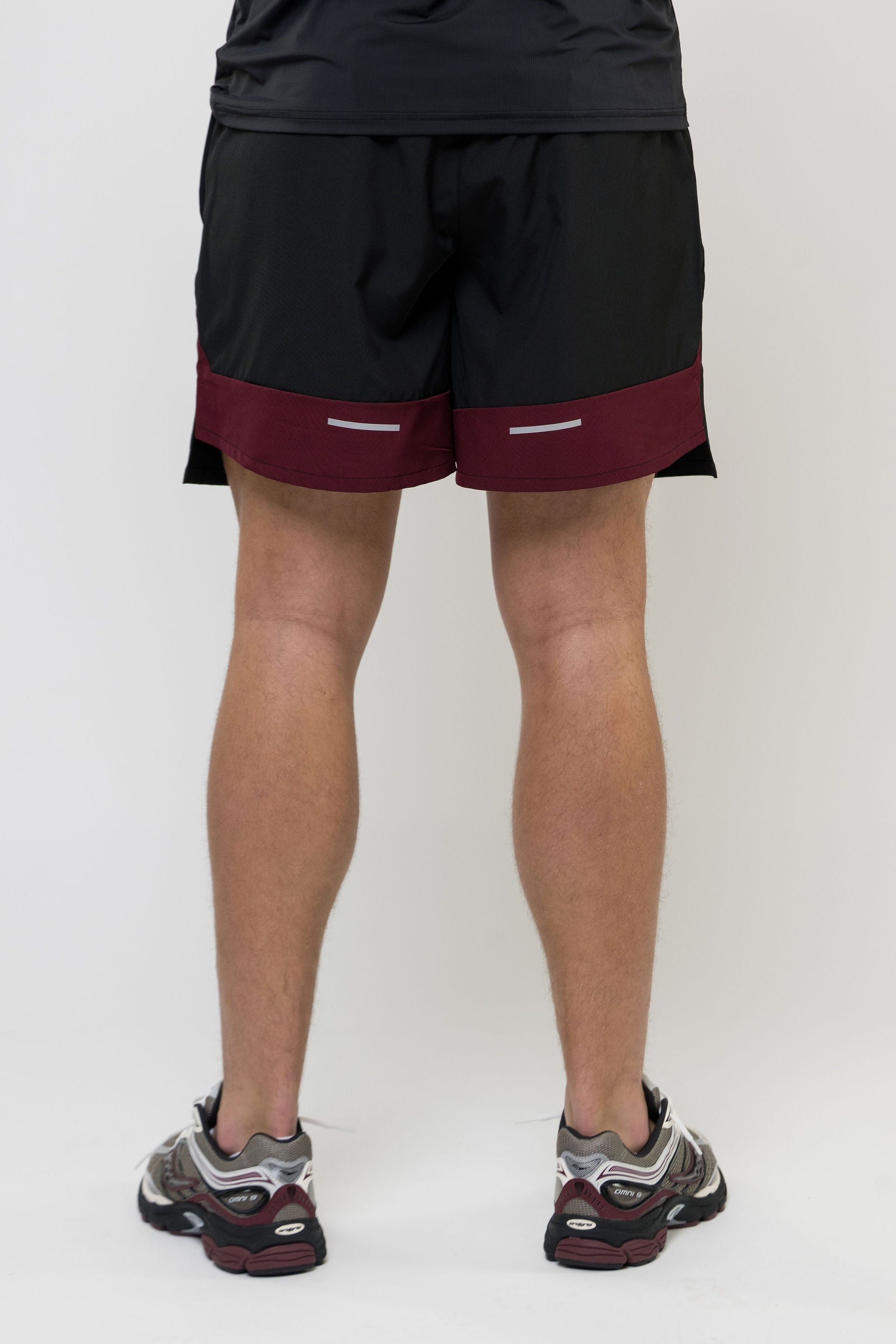 TRACK SHORT SET - BLACK/MAROON