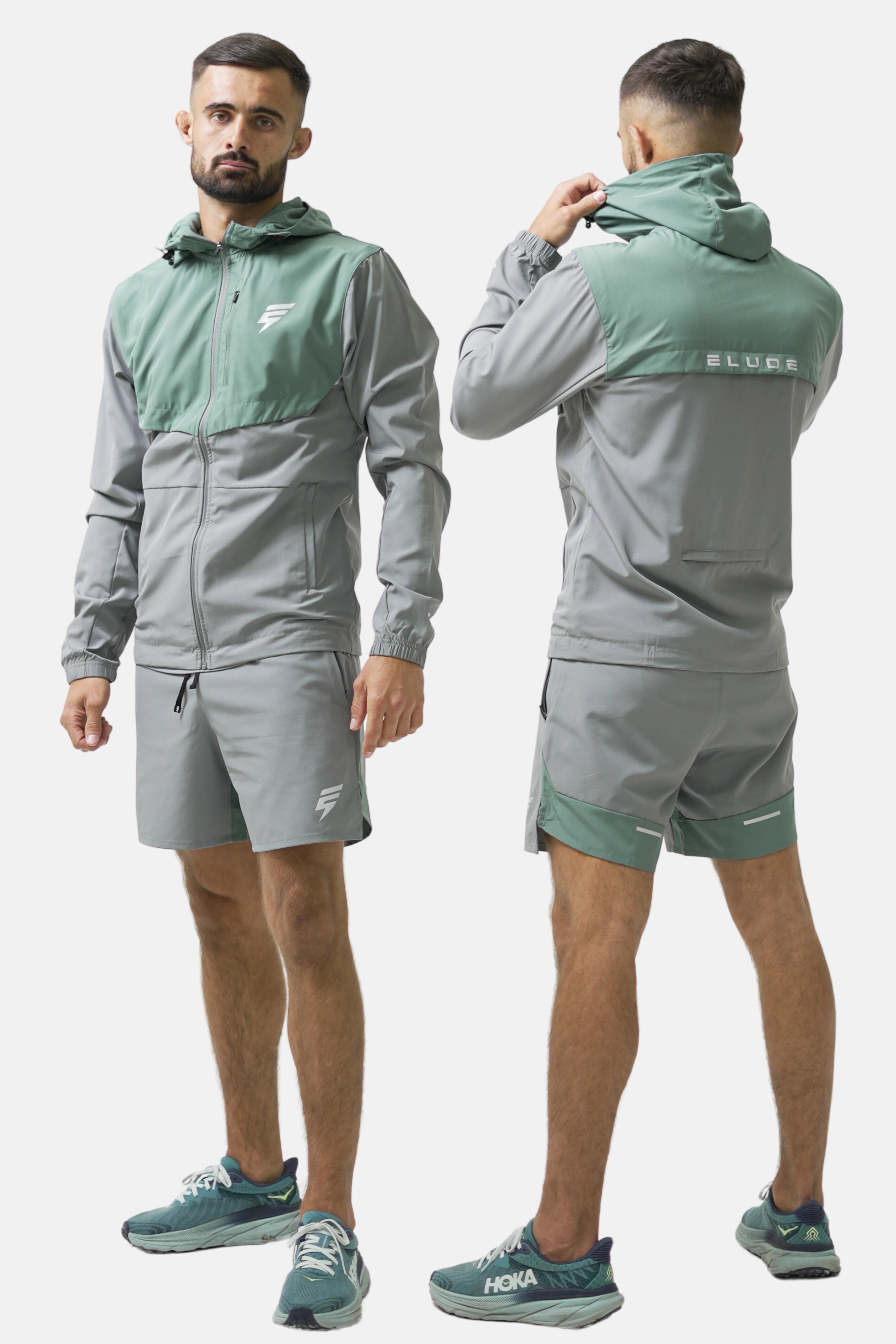 TRACK JACKET SET - LIGHT GREY/SAGE GREEN