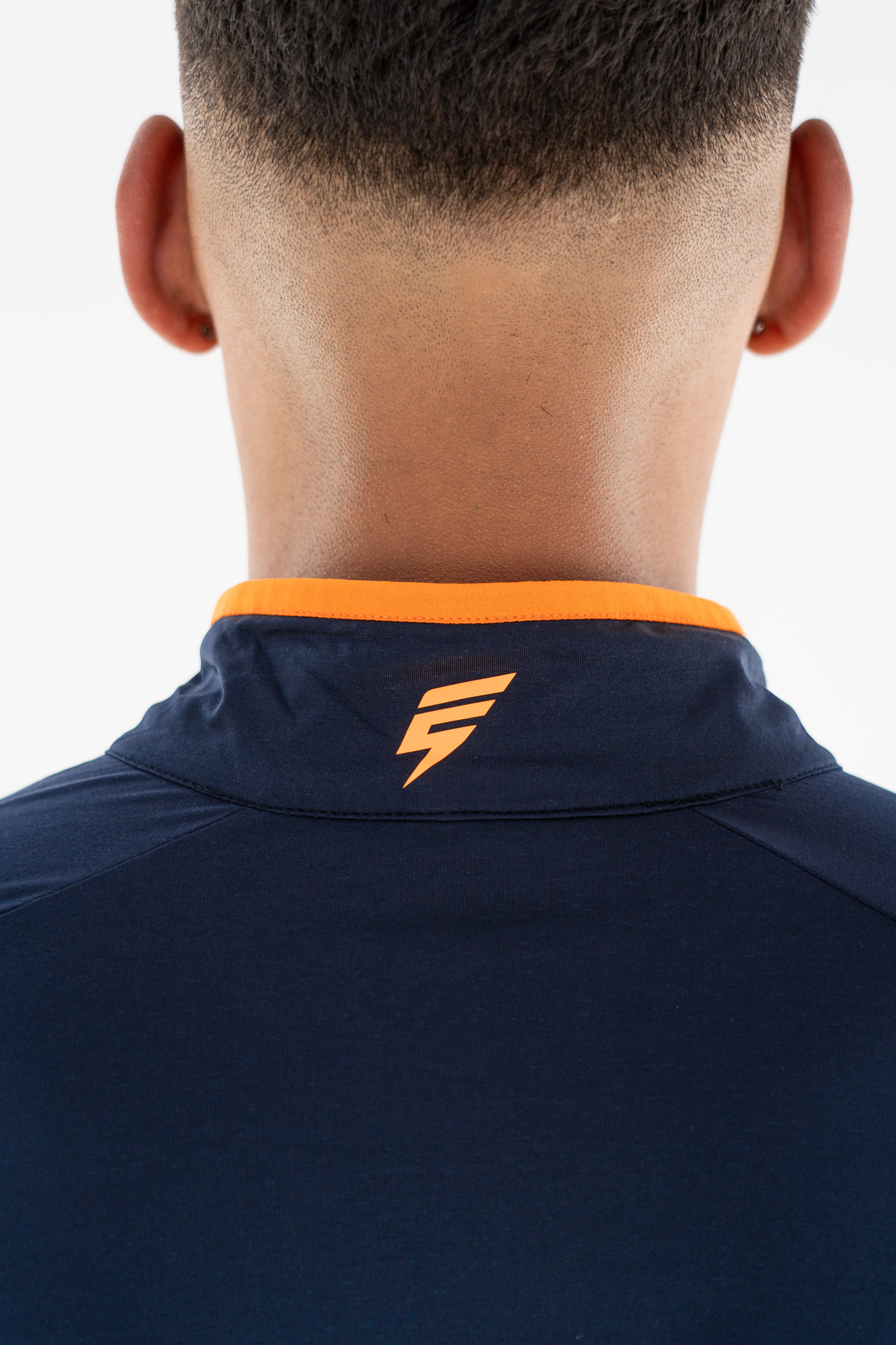 PRINT 1/4 ZIP - NAVY/ORANGE