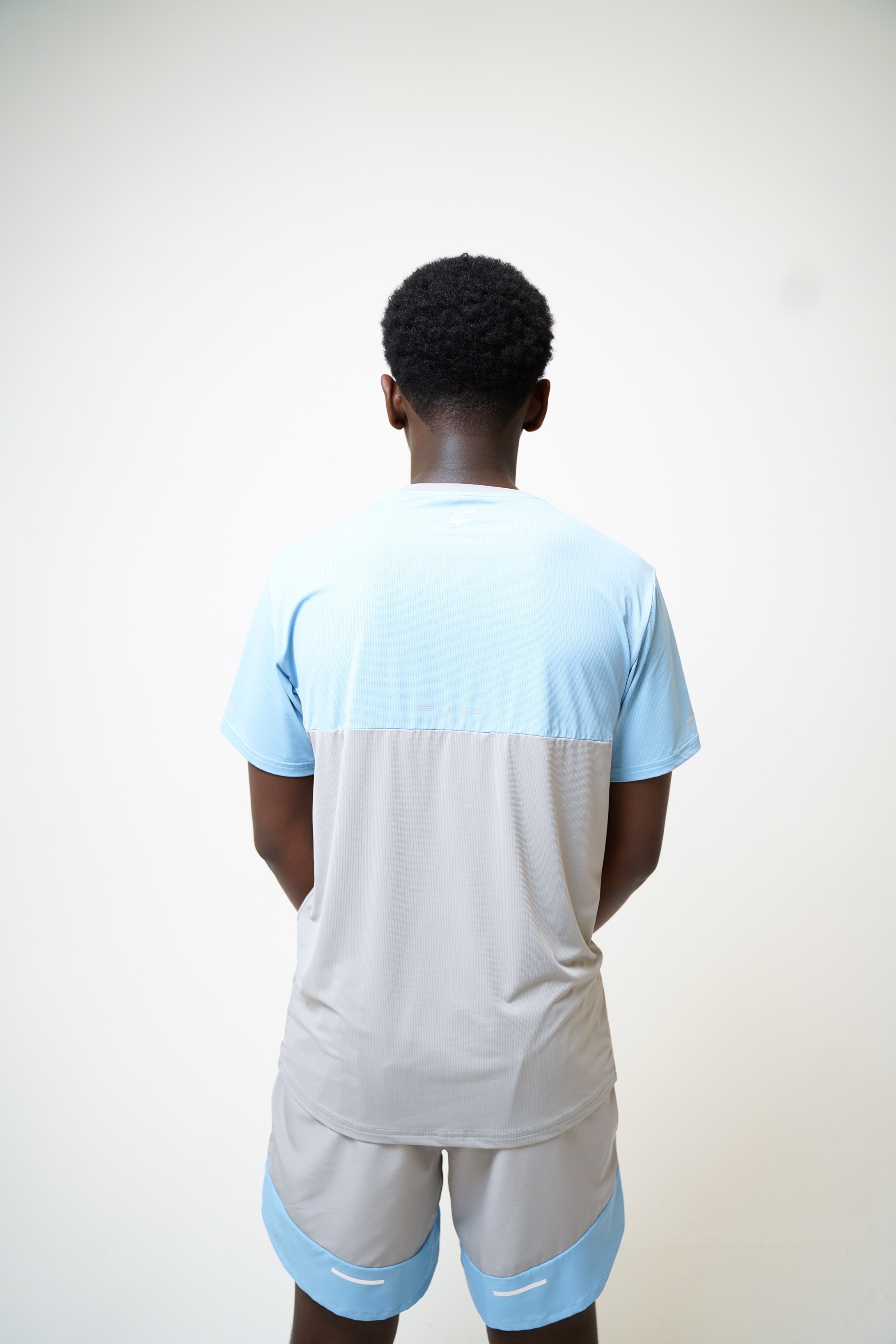 SPLIT SHORTS - LIGHT GREY/BABY BLUE