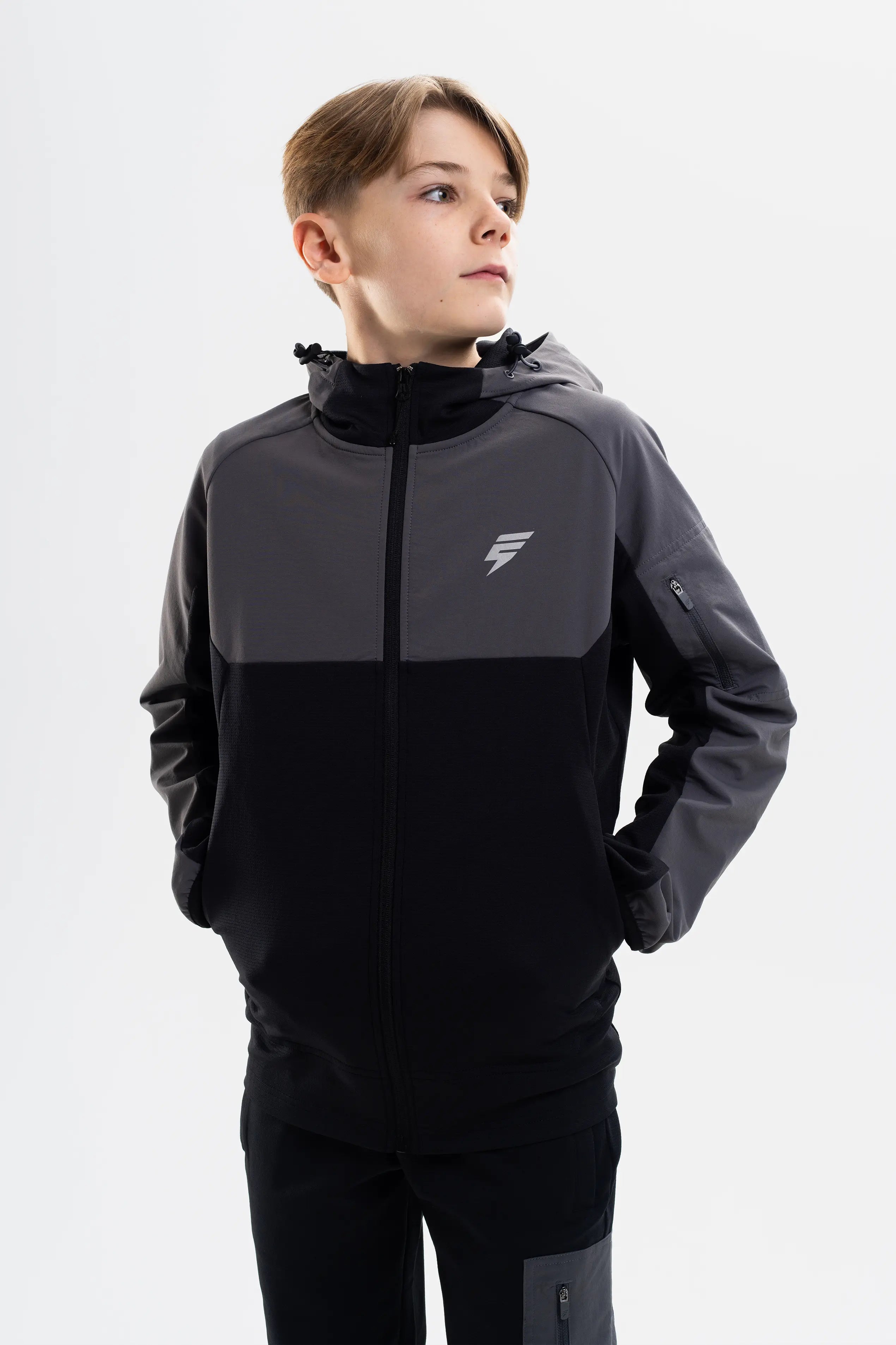 JUNIORS PATCH TRACKSUIT - BLACK/COAL