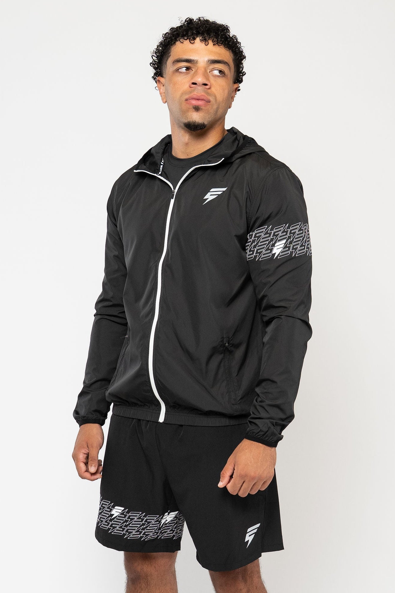 ICON JACKET SHORT SET - BLACK/WHITE