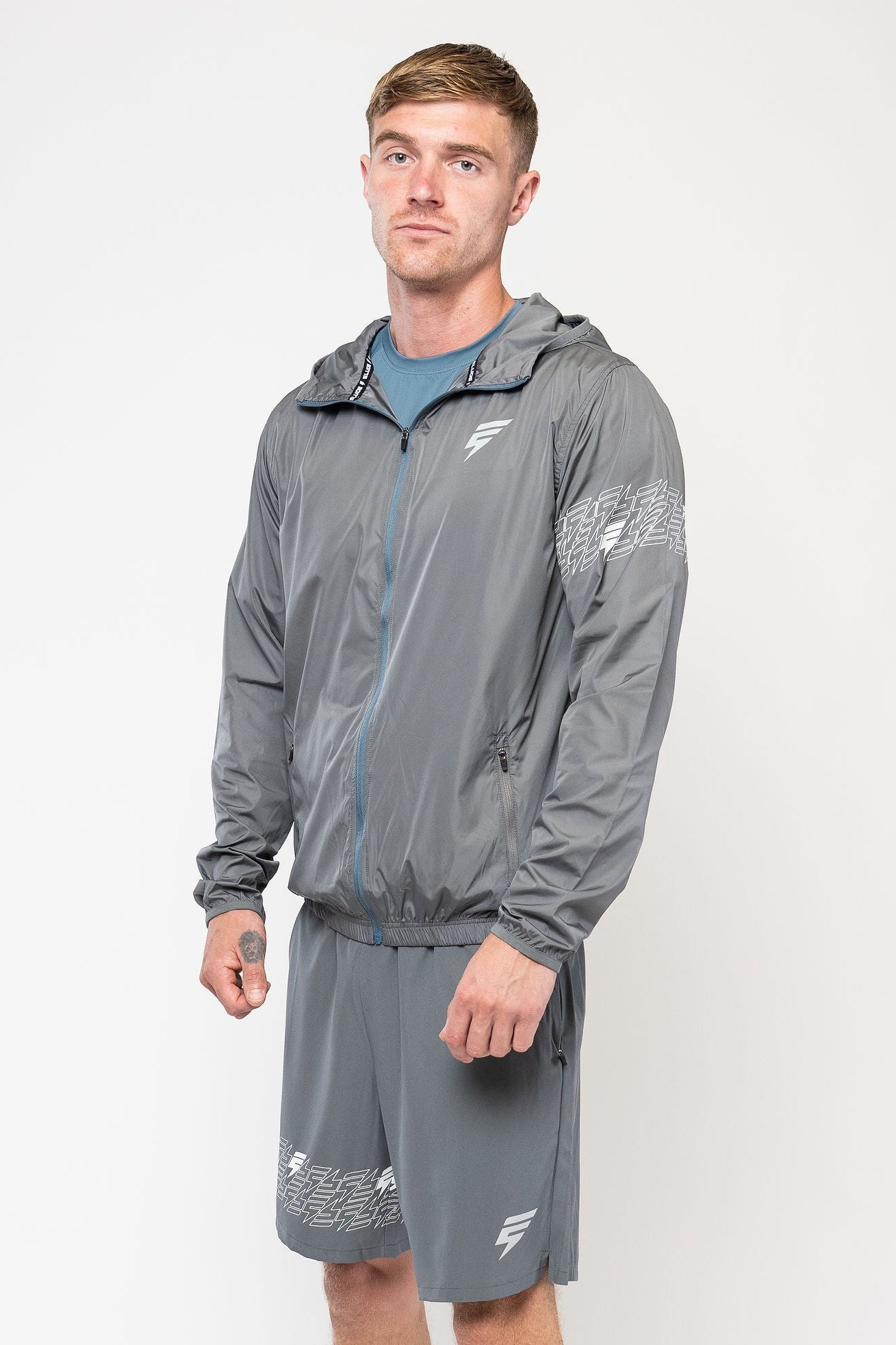 ICON JACKET SHORT SET - GREY/WHITE