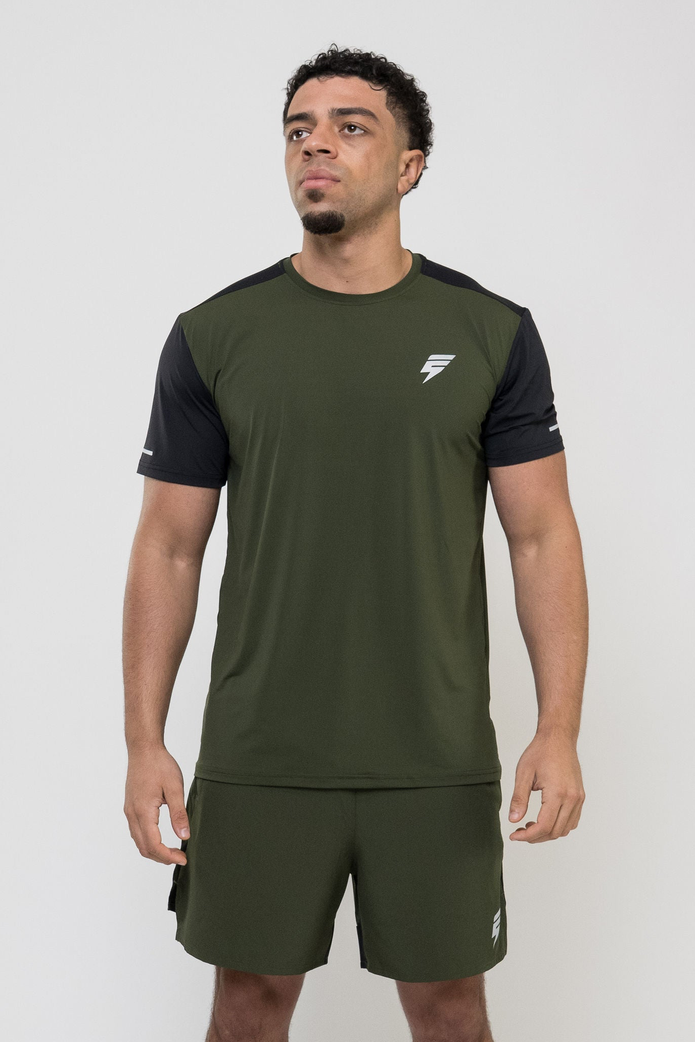 TRACK SHORT SET - KHAKI/BLACK