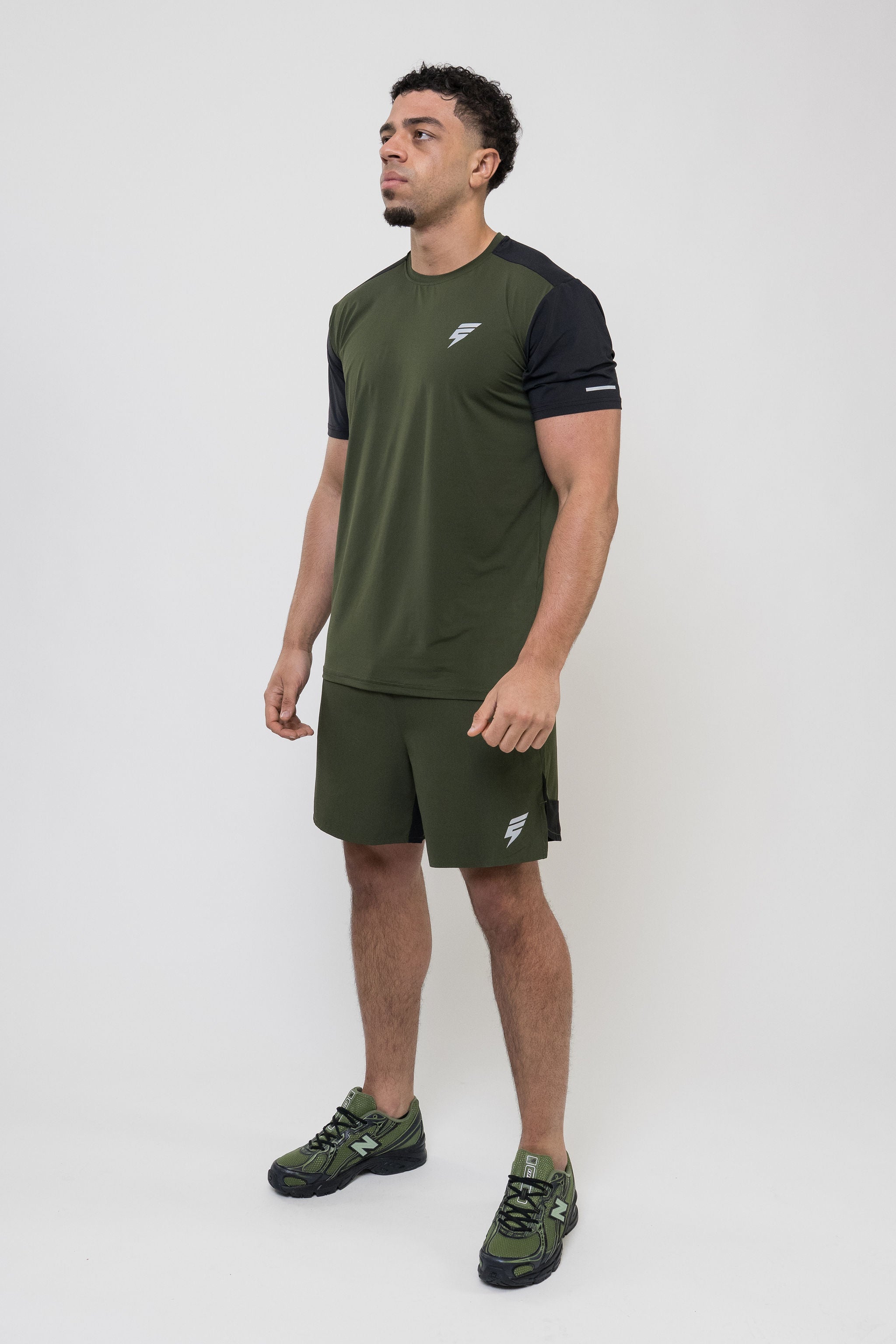 TRACK SHORT SET - KHAKI/BLACK