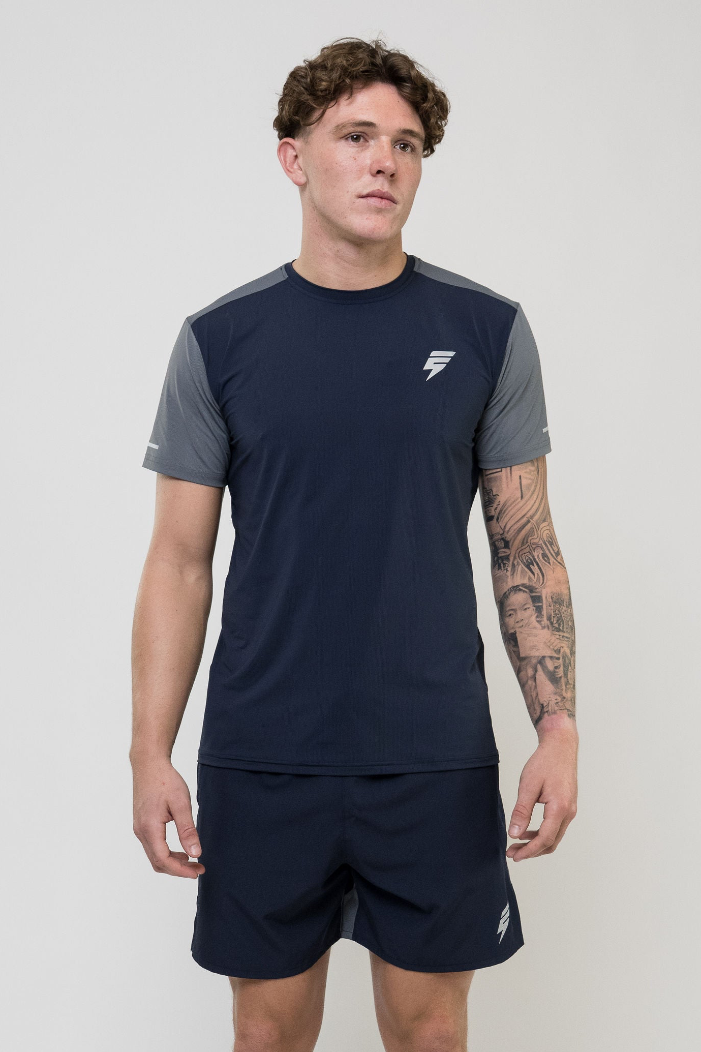 TRACK SHORT SET - NAVY/LIGHT GREY