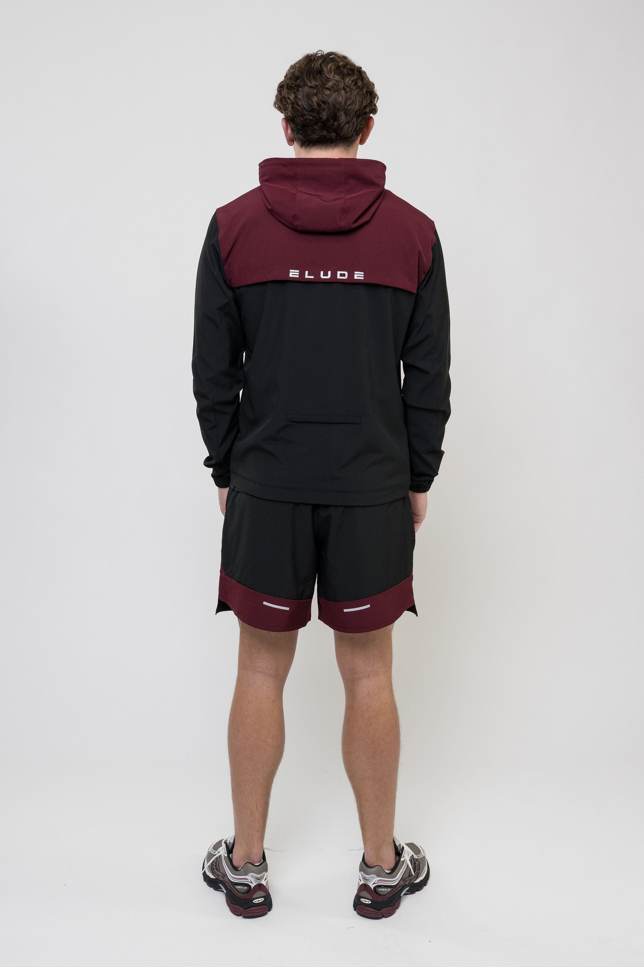 TRACK JACKET SHORT SET - BLACK/MAROON