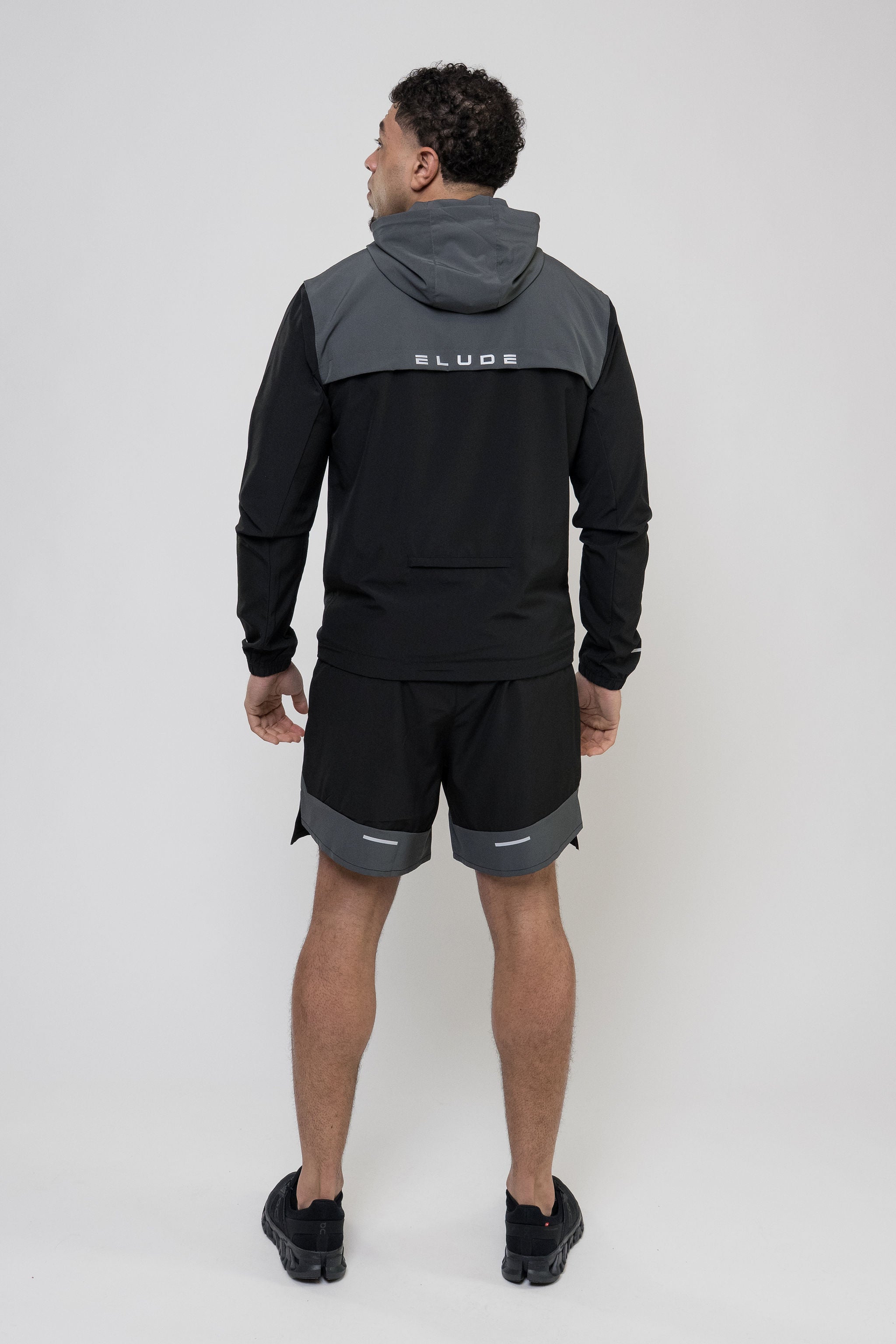 TRACK JACKET SHORT SET - BLACK/GREY