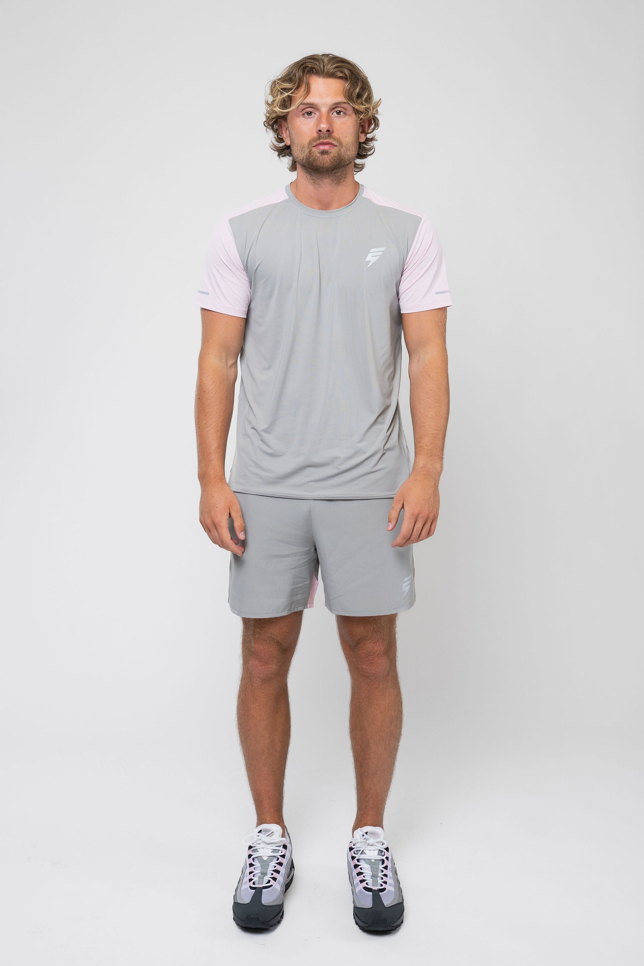 TRACK SHORT SET - GREY/PINK