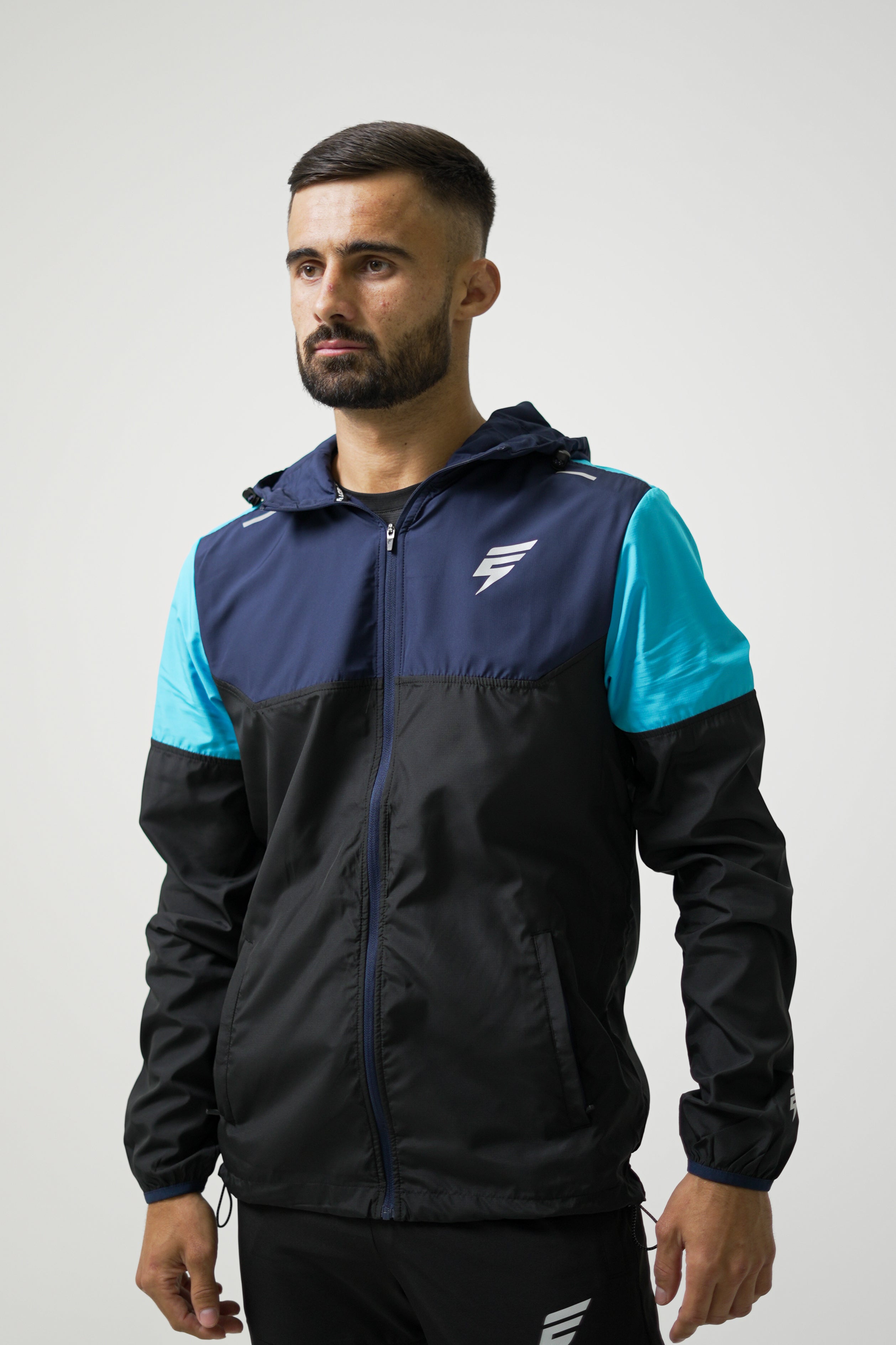 VENT WINDBREAKER JACKET - BLACK/BLUE/NAVY