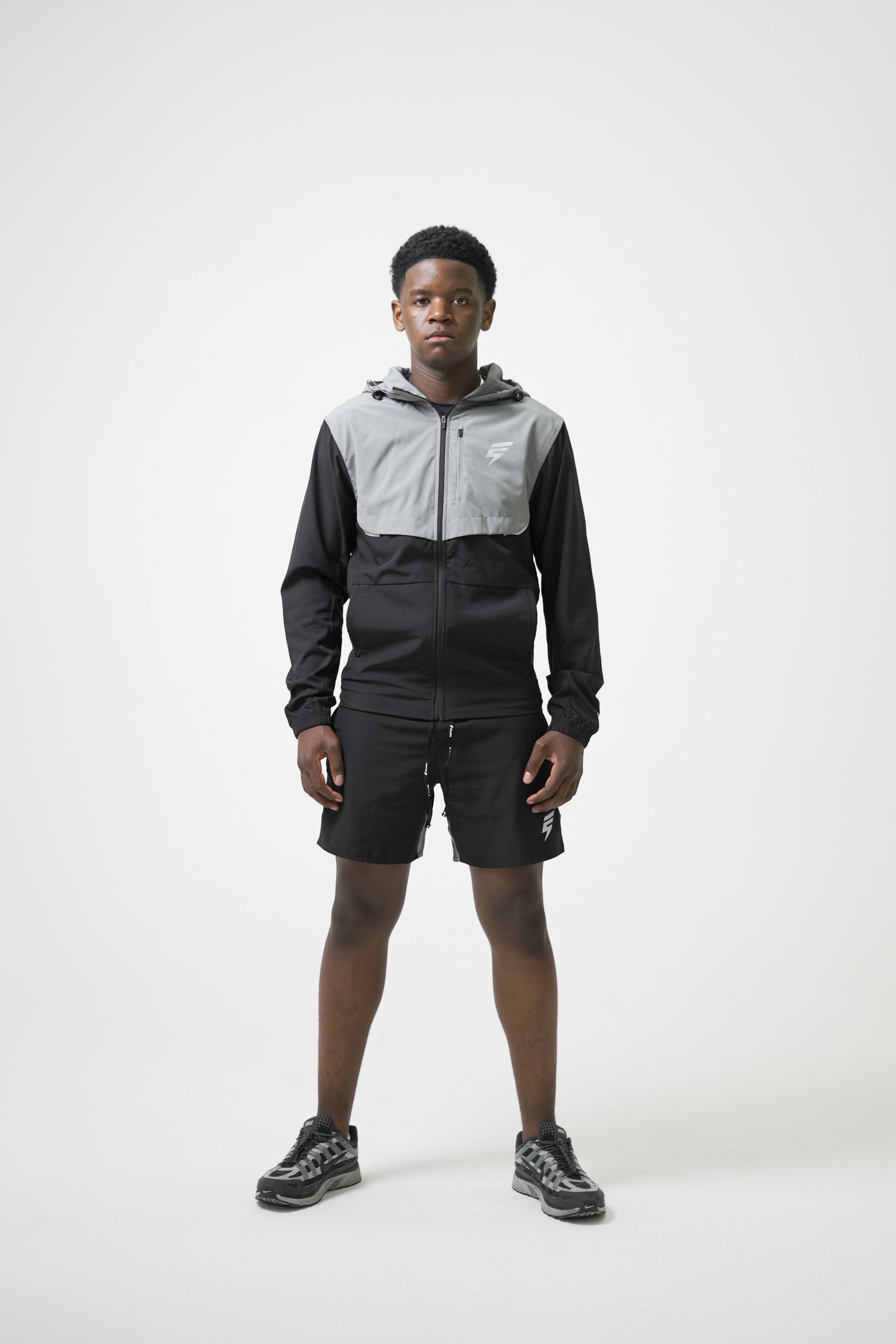 TRACK JACKET SET - BLACK/LIGHT GREY