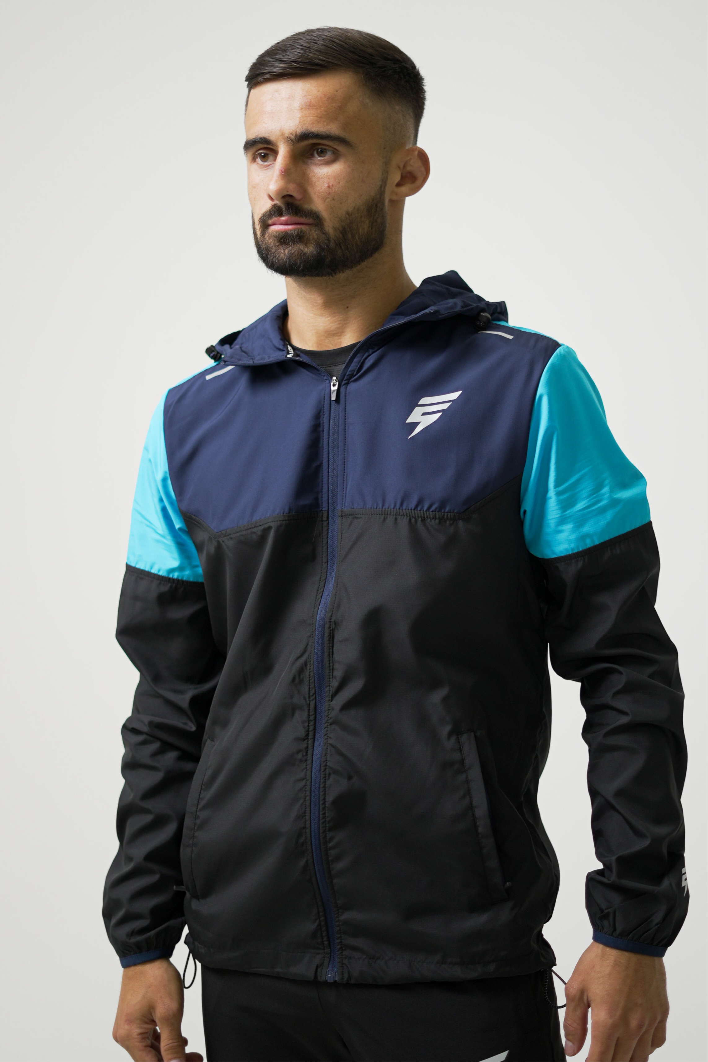 VENT WINDBREAKER JACKET - BLACK/BLUE/NAVY