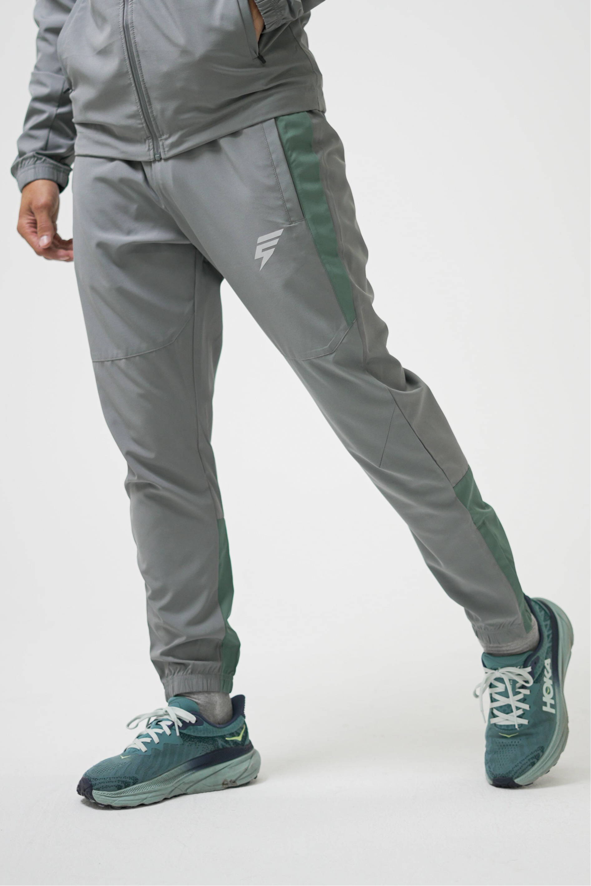 TRACK PANTS - LIGHT GREY/SAGE GREEN
