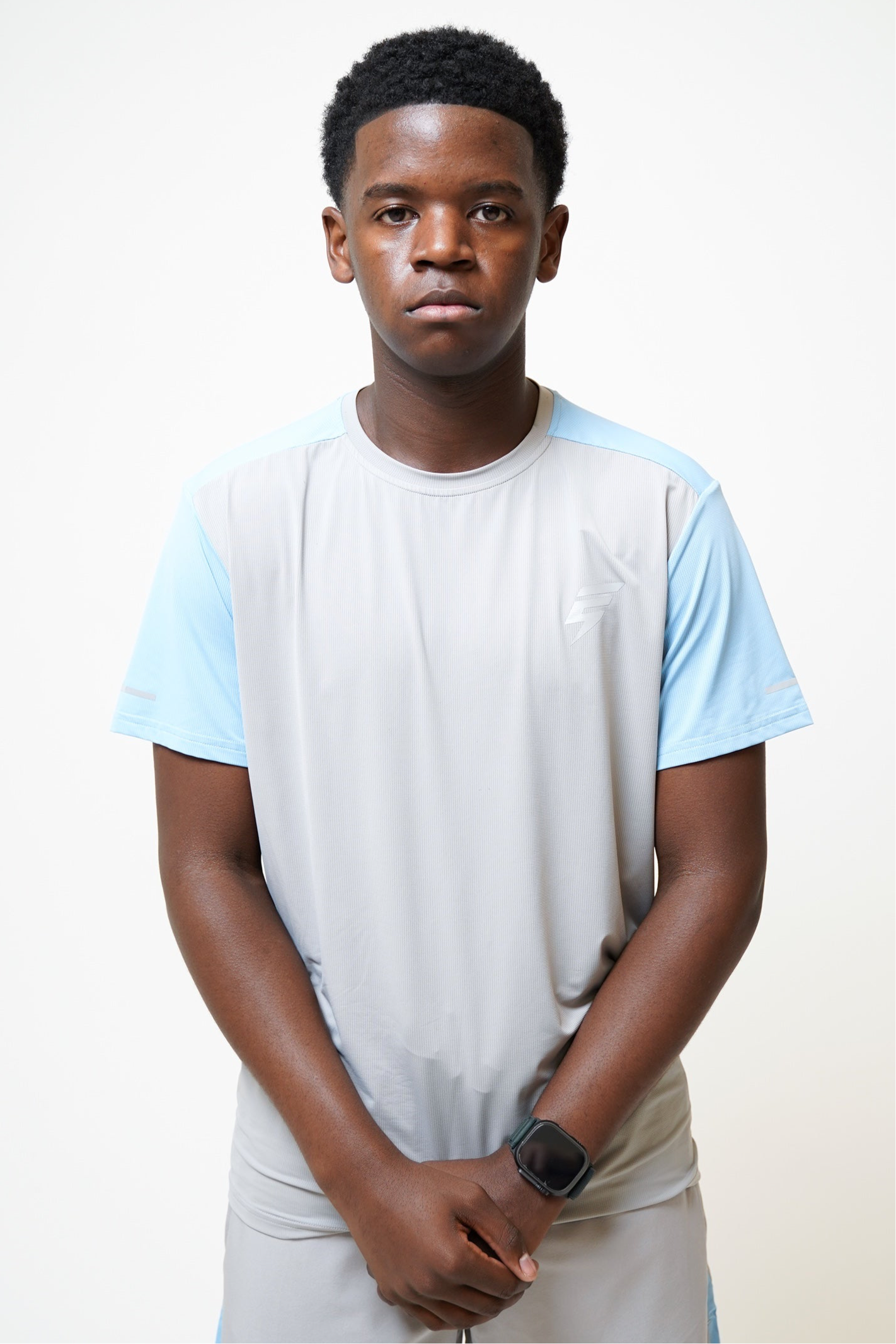 SPLIT TEE - LIGHT GREY/BABY BLUE