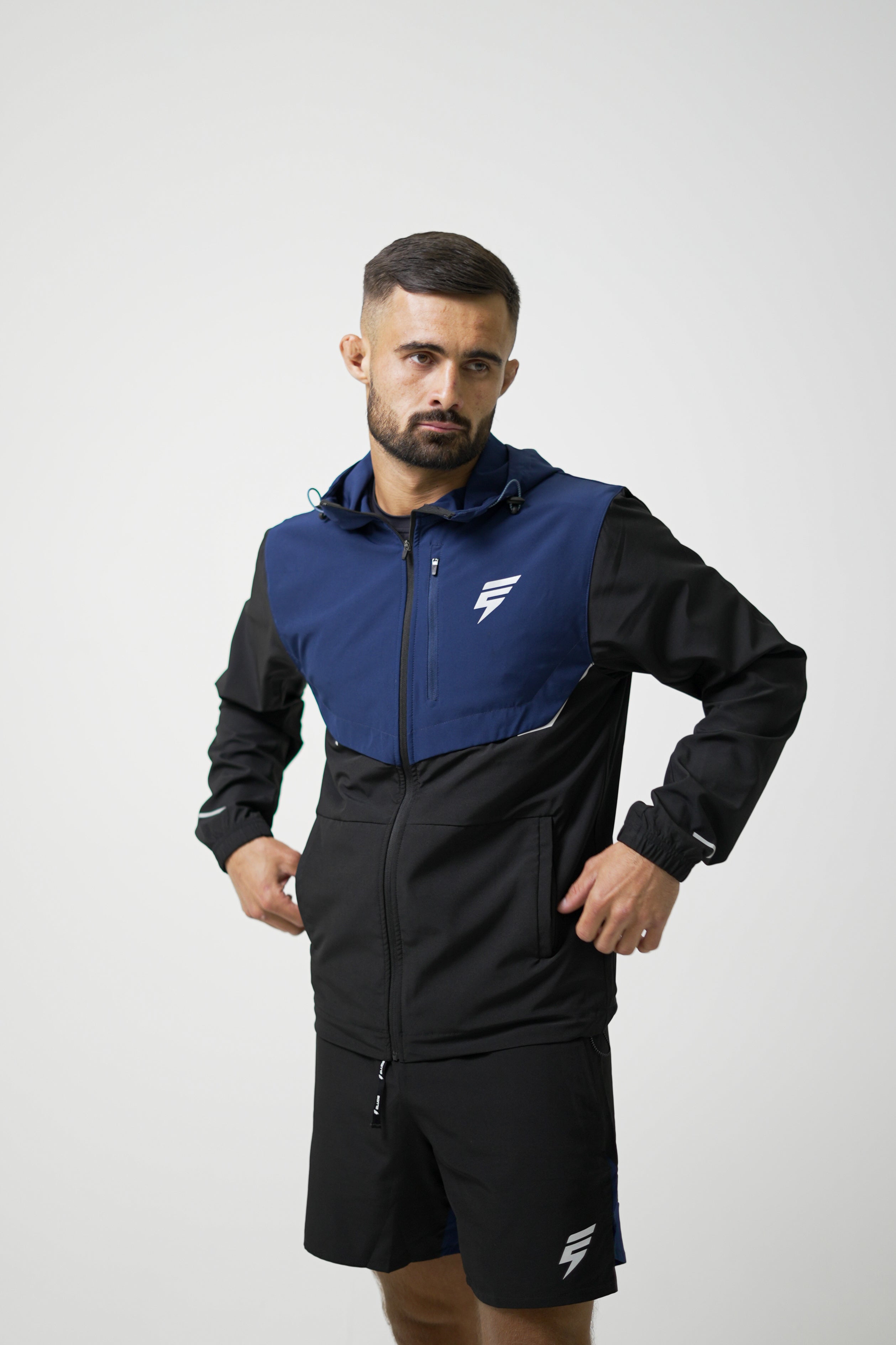 TRACK JACKET SET - BLACK/NAVY