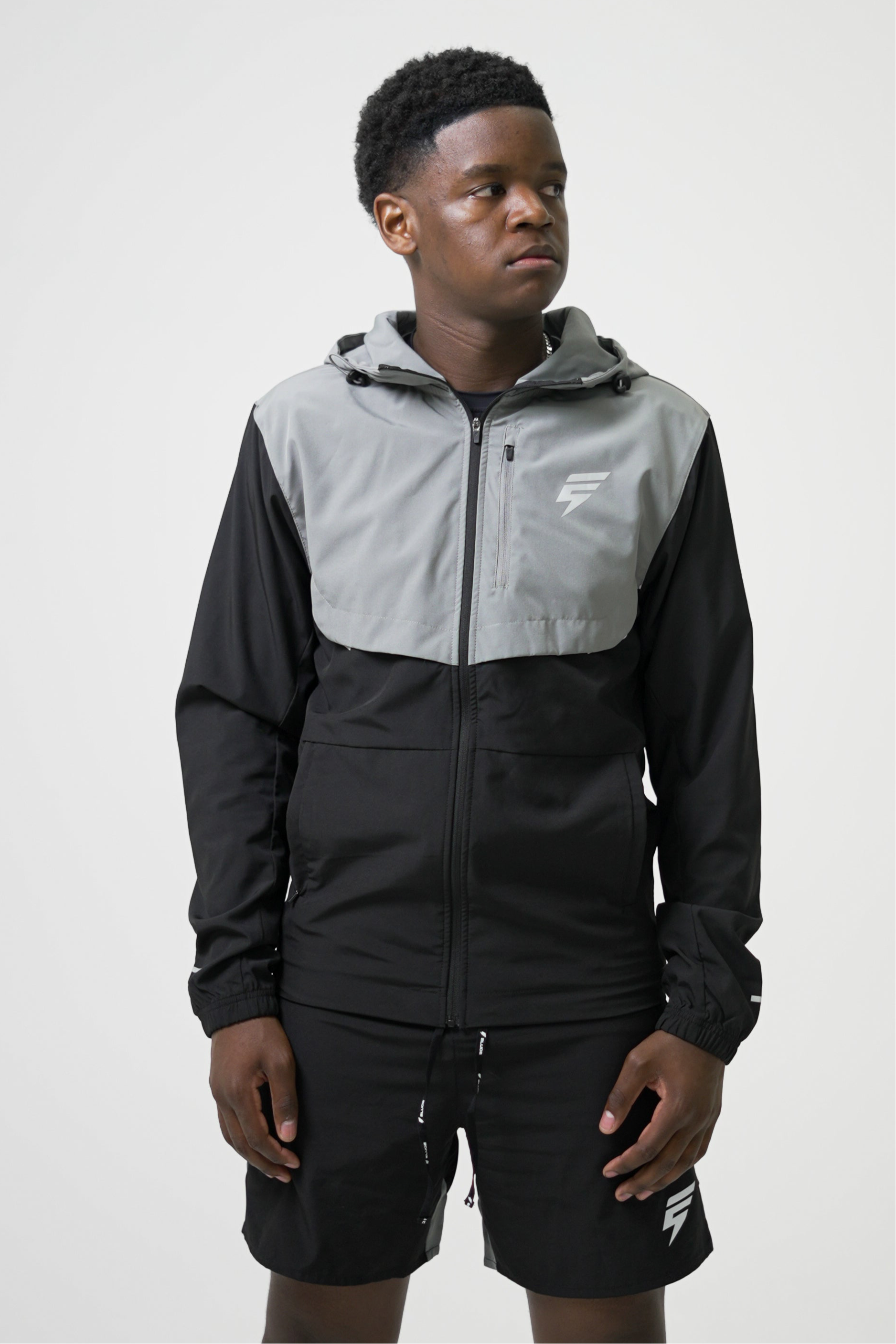 TRACK JACKET SET - BLACK/LIGHT GREY