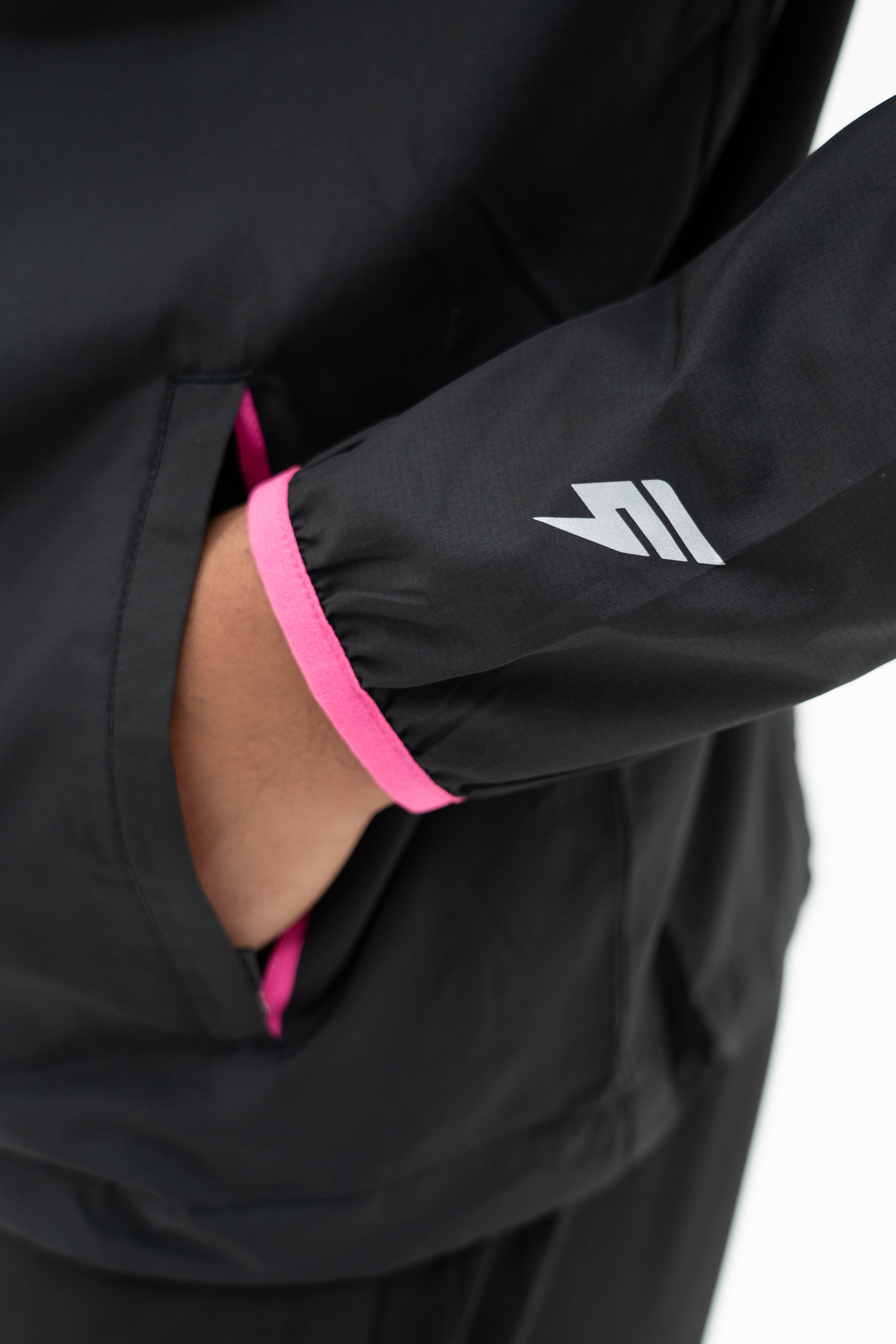 VENT WINDBREAKER JACKET - BLACK/PINK/GREY