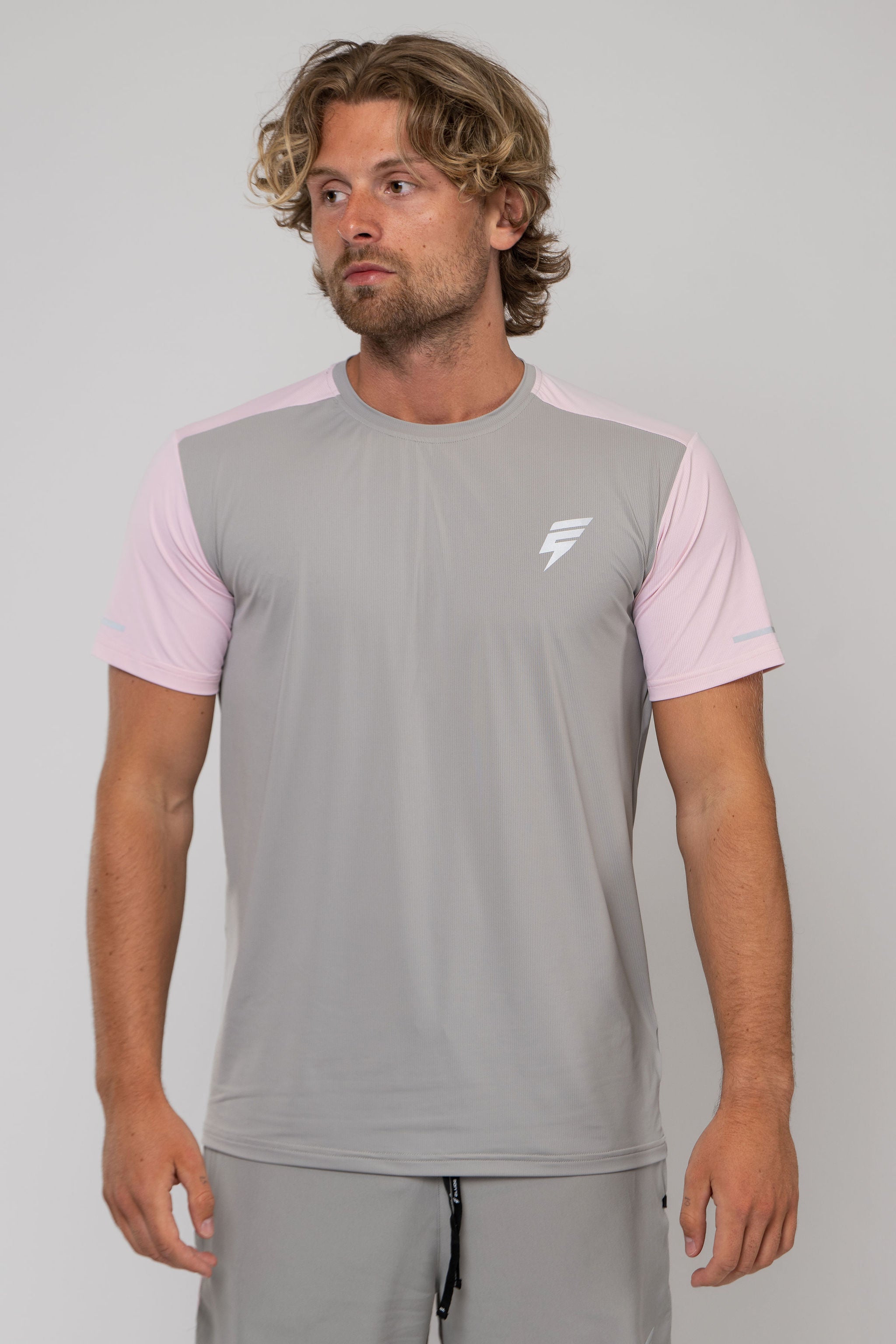 TRACK TEE - GREY/PINK