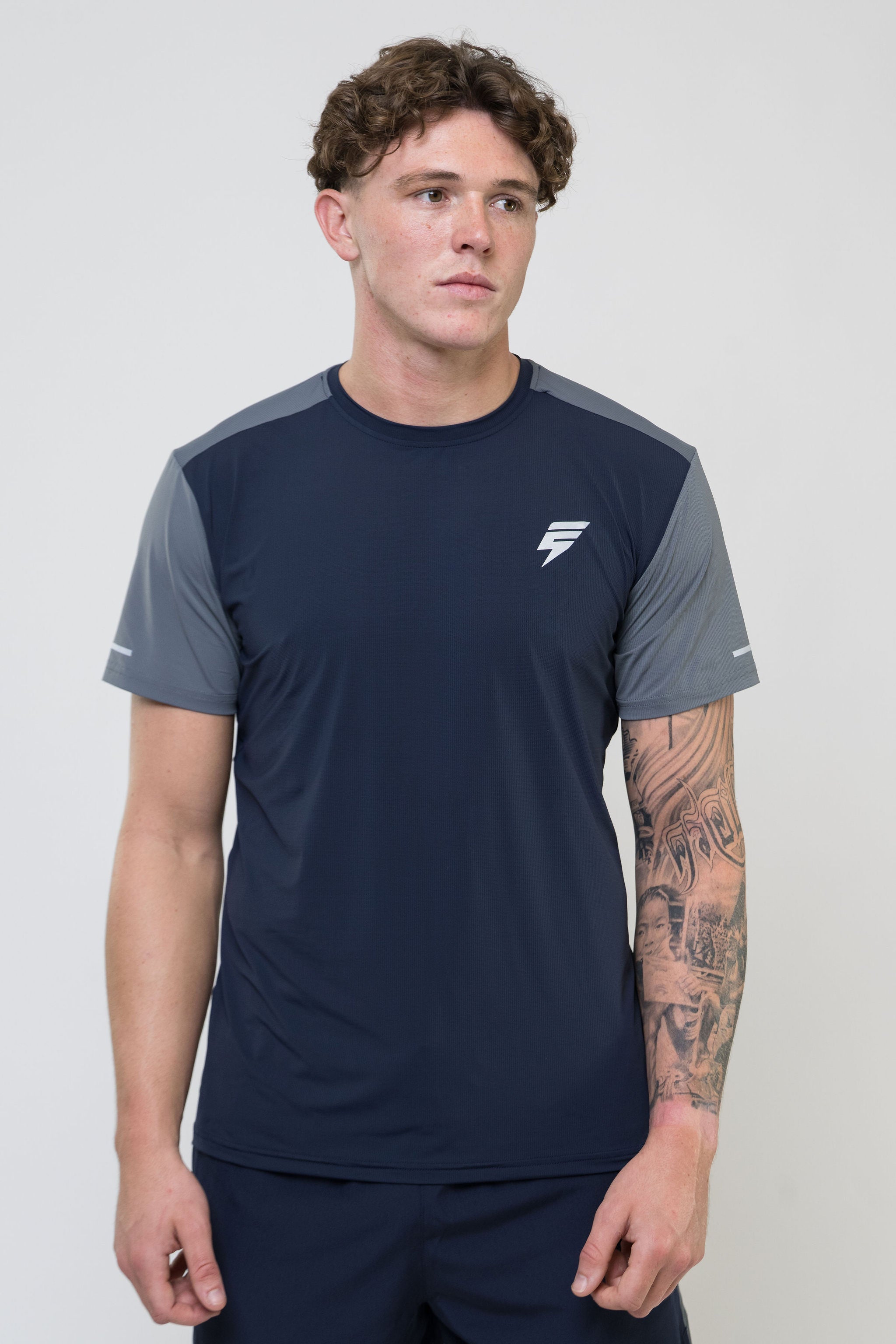 TRACK SHORT SET - NAVY/LIGHT GREY