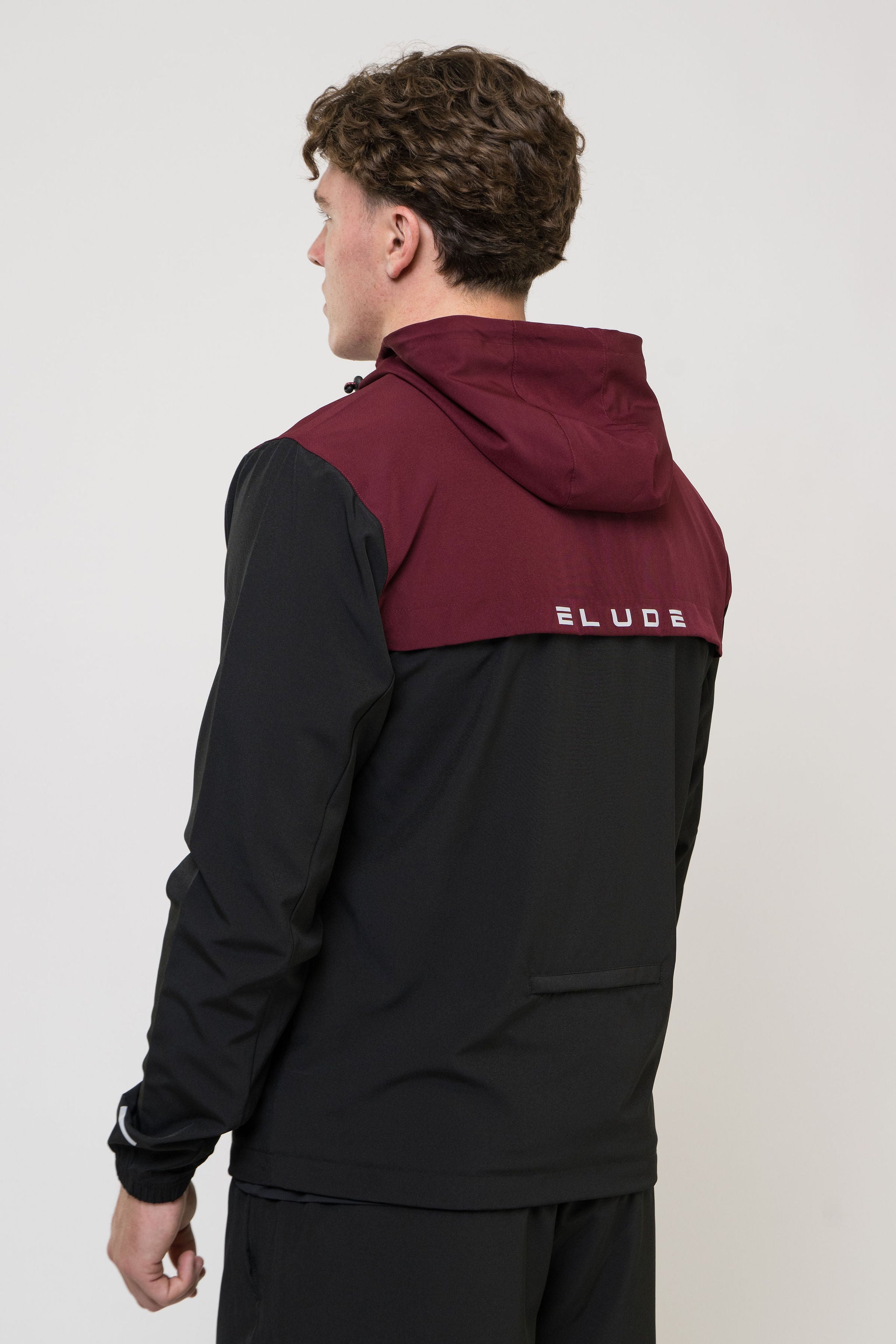TRACK JACKET SHORT SET - BLACK/MAROON