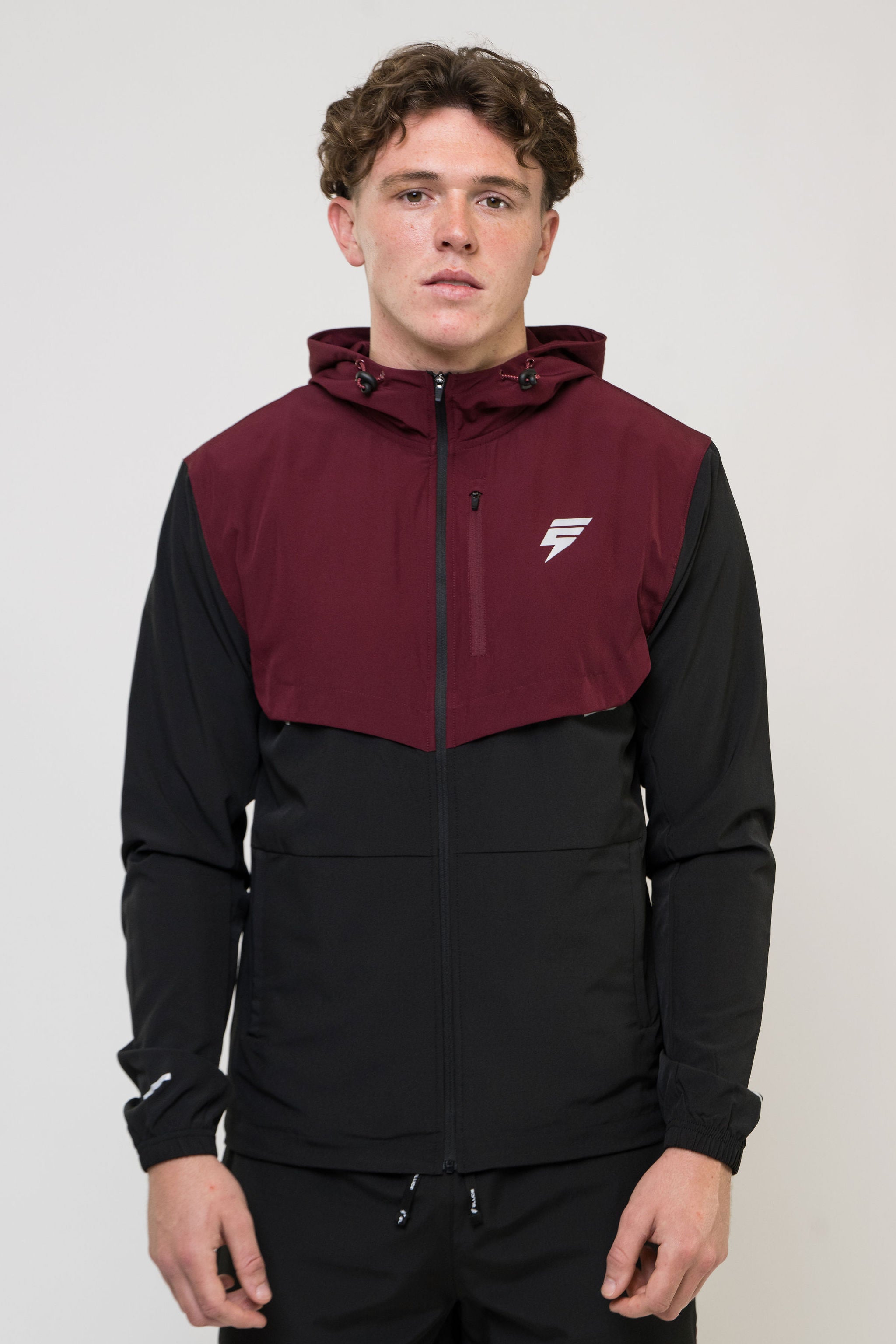 TRACK JACKET - BLACK/MAROON