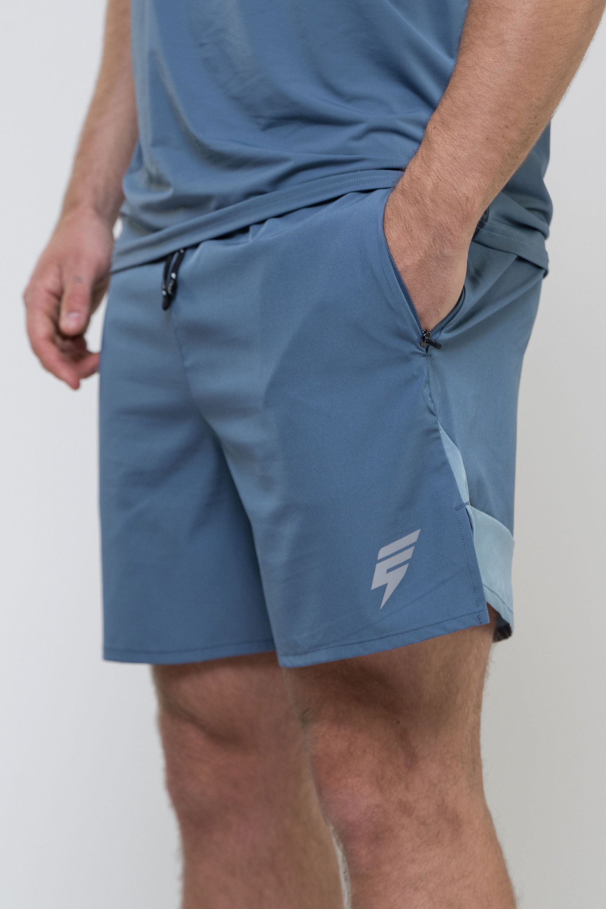 TRACK SHORT - PALE NAVY/SKY BLUE