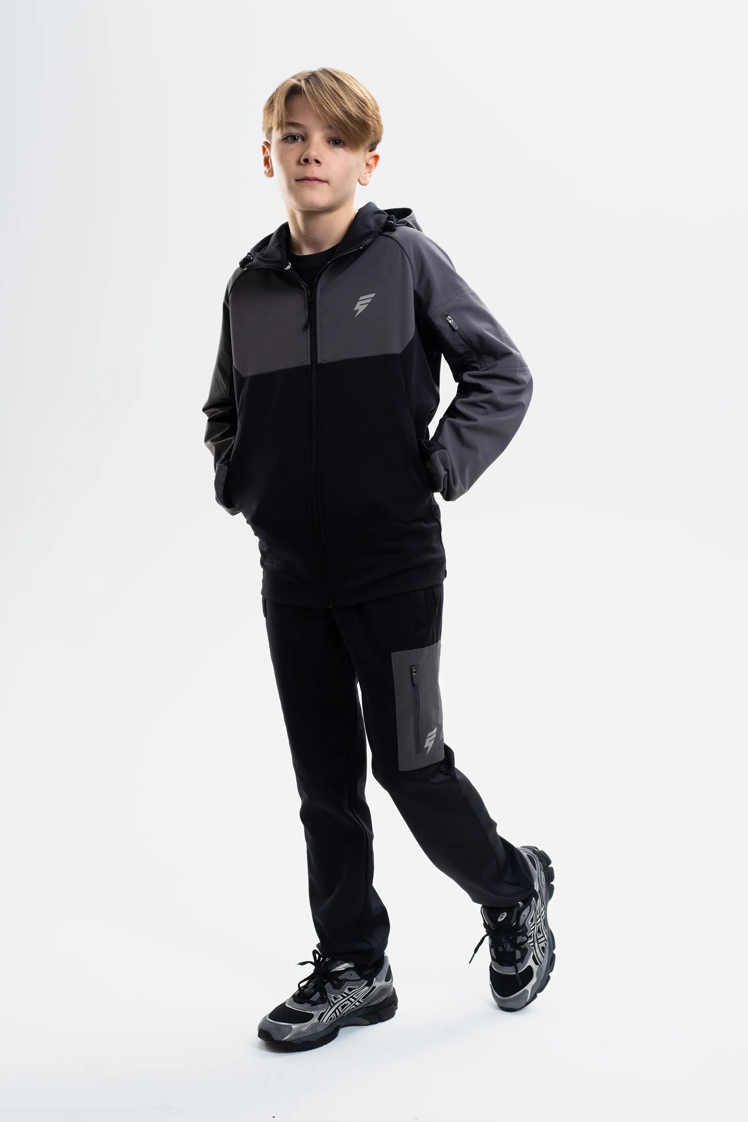 JUNIORS PATCH JACKET - BLACK/COAL