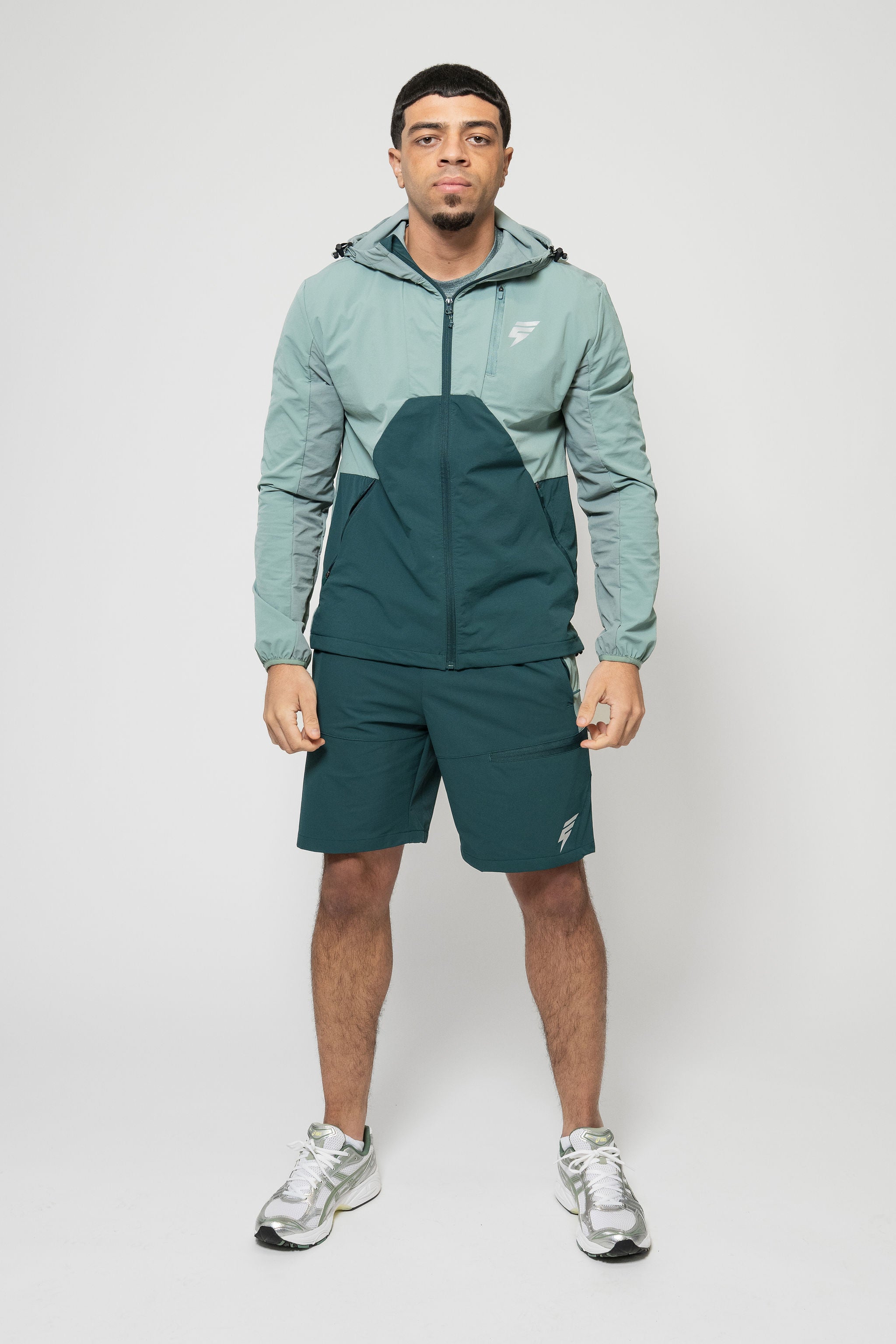 APEX JACKET SHORT SET - TEAL/FOREST GREEN/MINT