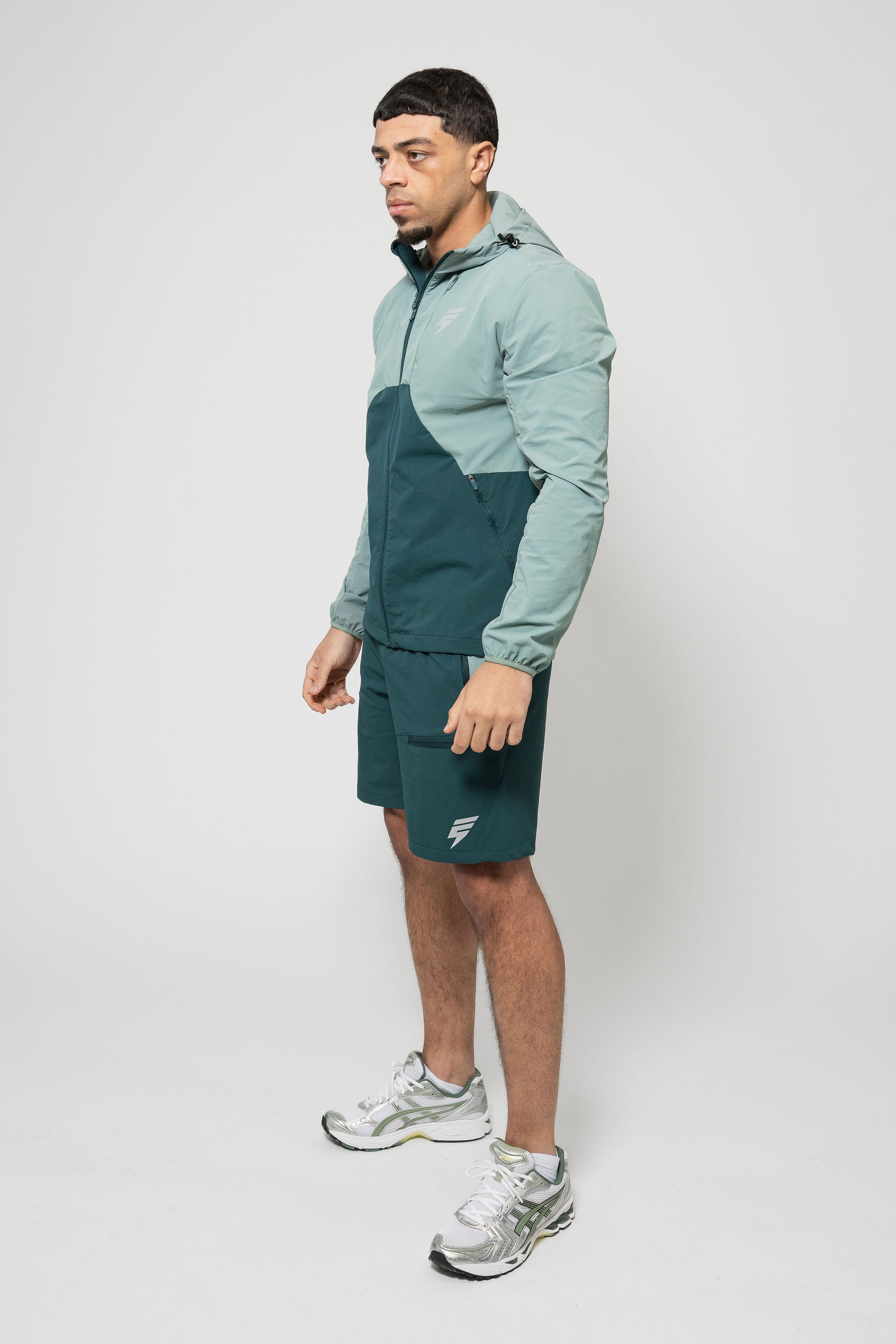 APEX JACKET SHORT SET - TEAL/FOREST GREEN/MINT