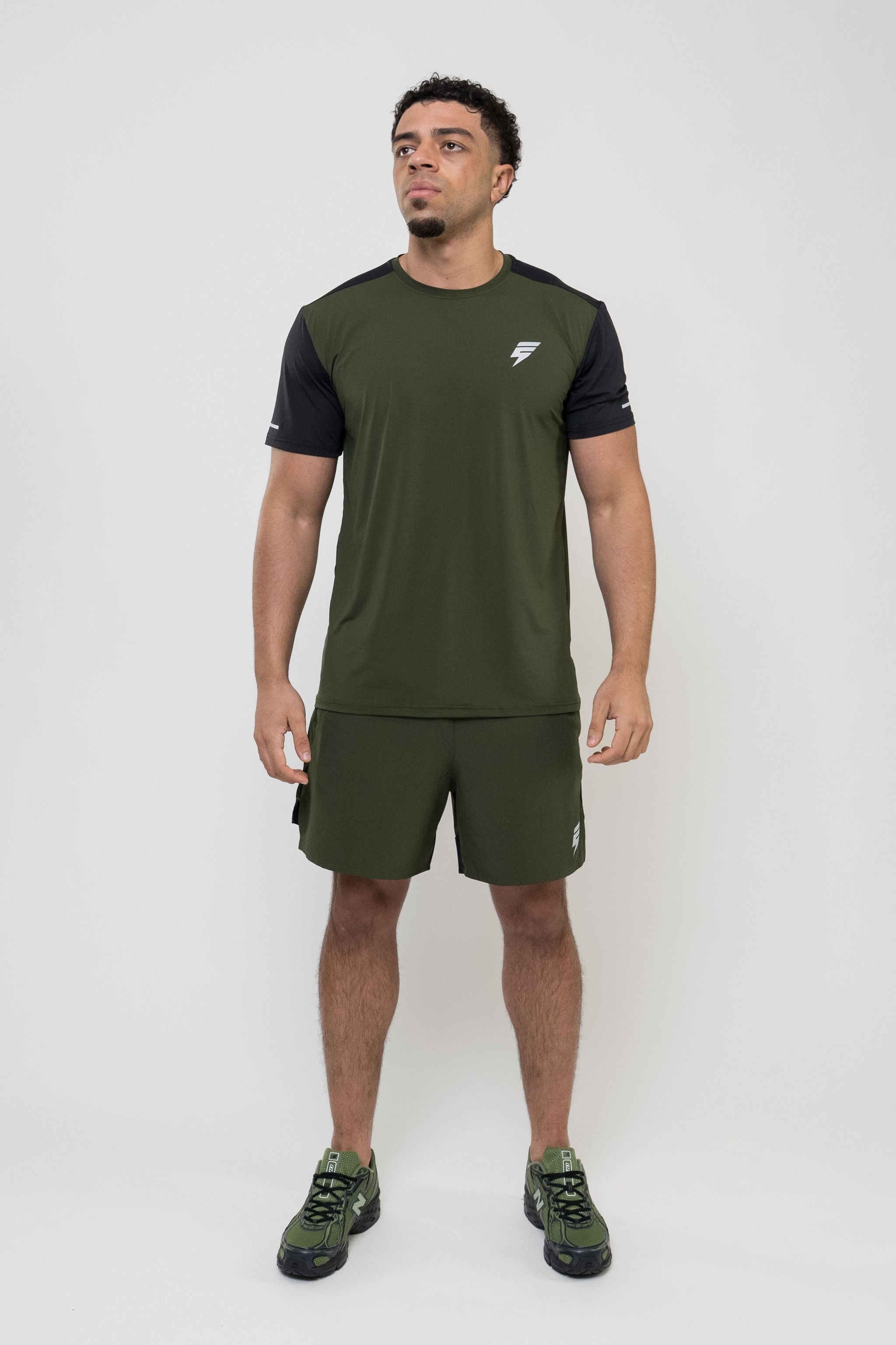 TRACK SHORT SET - KHAKI/BLACK