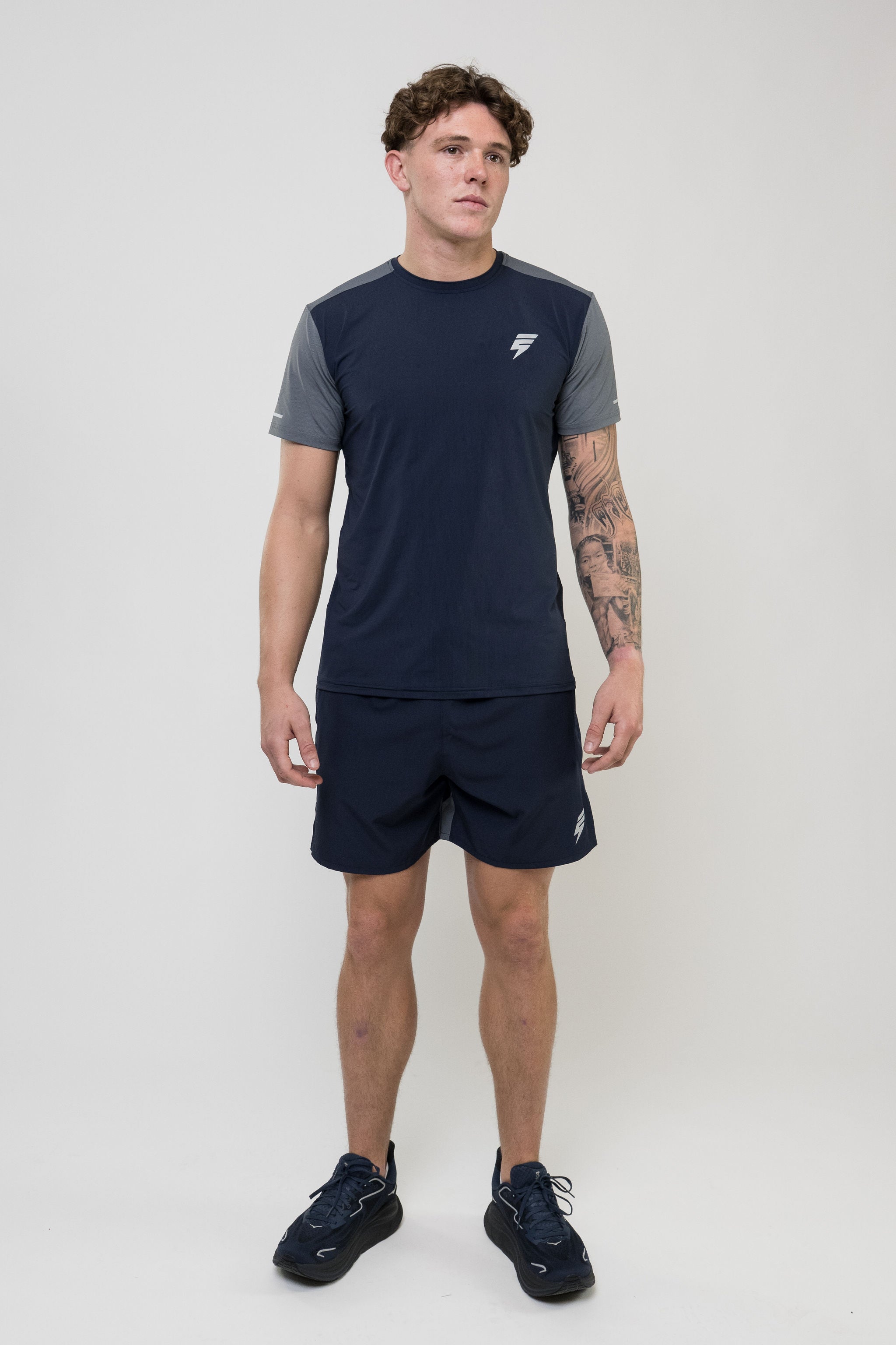 TRACK SHORT SET - NAVY/LIGHT GREY