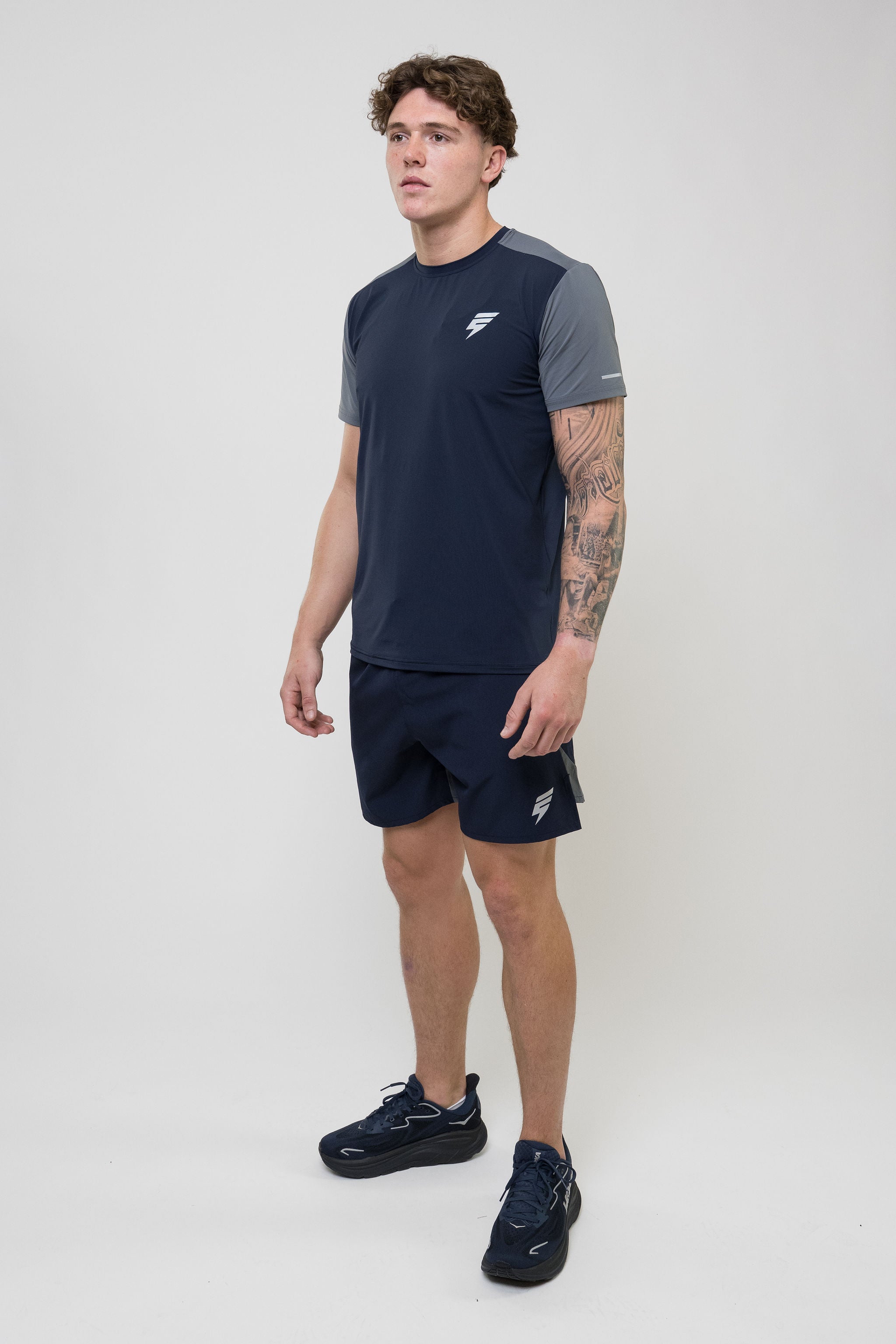 TRACK SHORT SET - NAVY/LIGHT GREY