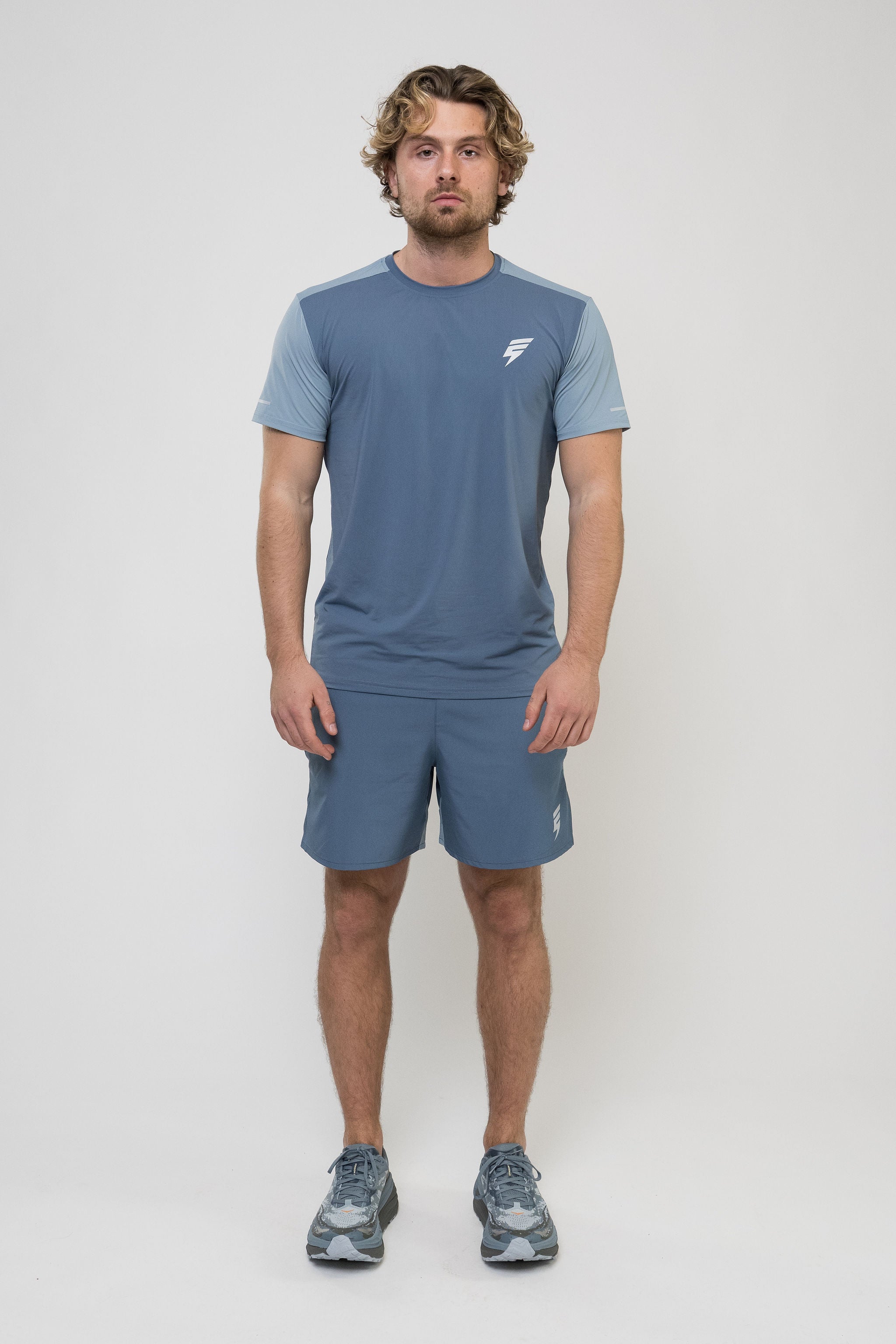 TRACK SHORT SET - PALE NAVY/SKY BLUE